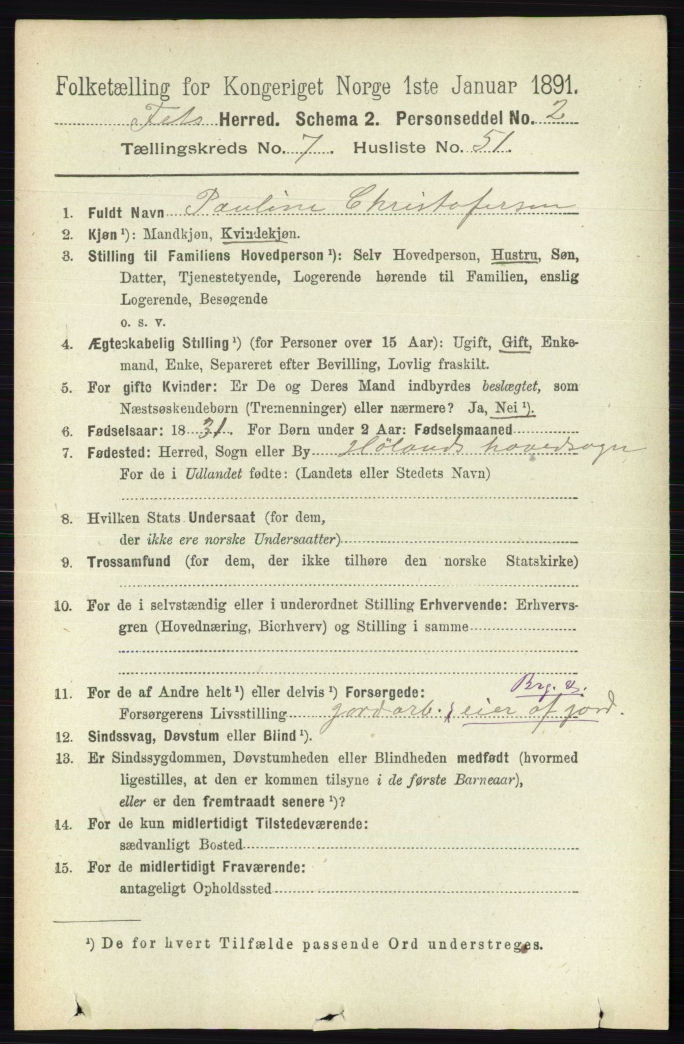 RA, Folketelling 1891 for 0227 Fet herred, 1891, s. 2749