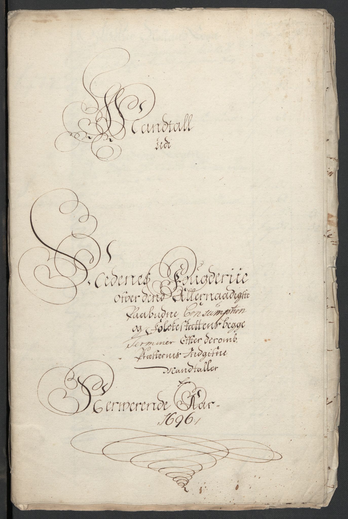 Rentekammeret inntil 1814, Reviderte regnskaper, Fogderegnskap, AV/RA-EA-4092/R39/L2313: Fogderegnskap Nedenes, 1696-1697, s. 47