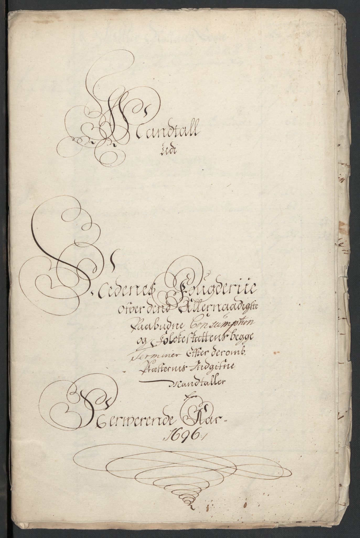 Rentekammeret inntil 1814, Reviderte regnskaper, Fogderegnskap, RA/EA-4092/R39/L2313: Fogderegnskap Nedenes, 1696-1697, s. 47