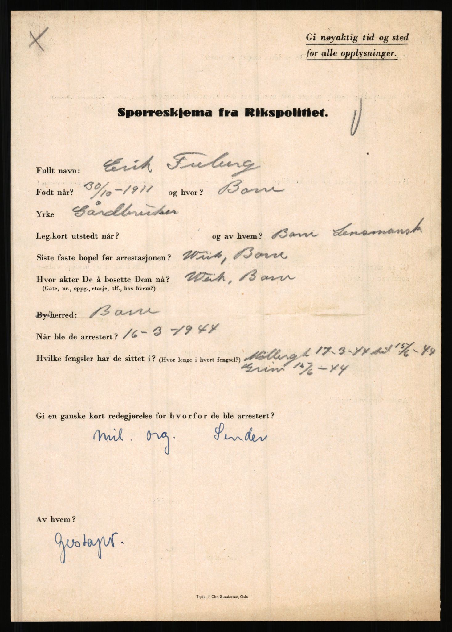 Rikspolitisjefen, AV/RA-S-1560/L/L0004: Eriksen, Alf - Geving, Øivind, 1940-1945, s. 791