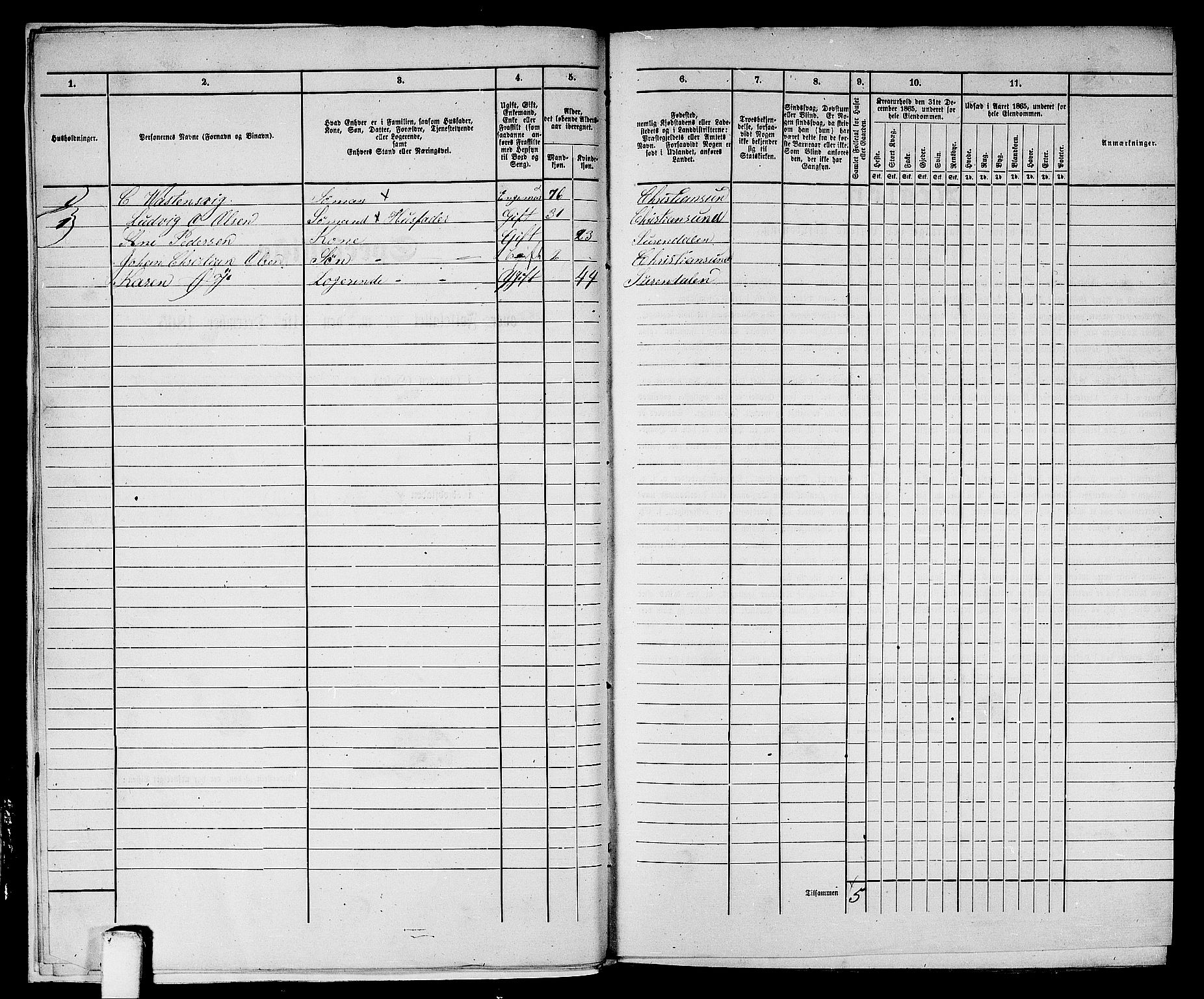 RA, Folketelling 1865 for 1503B Kristiansund prestegjeld, Kristiansund kjøpstad, 1865, s. 524