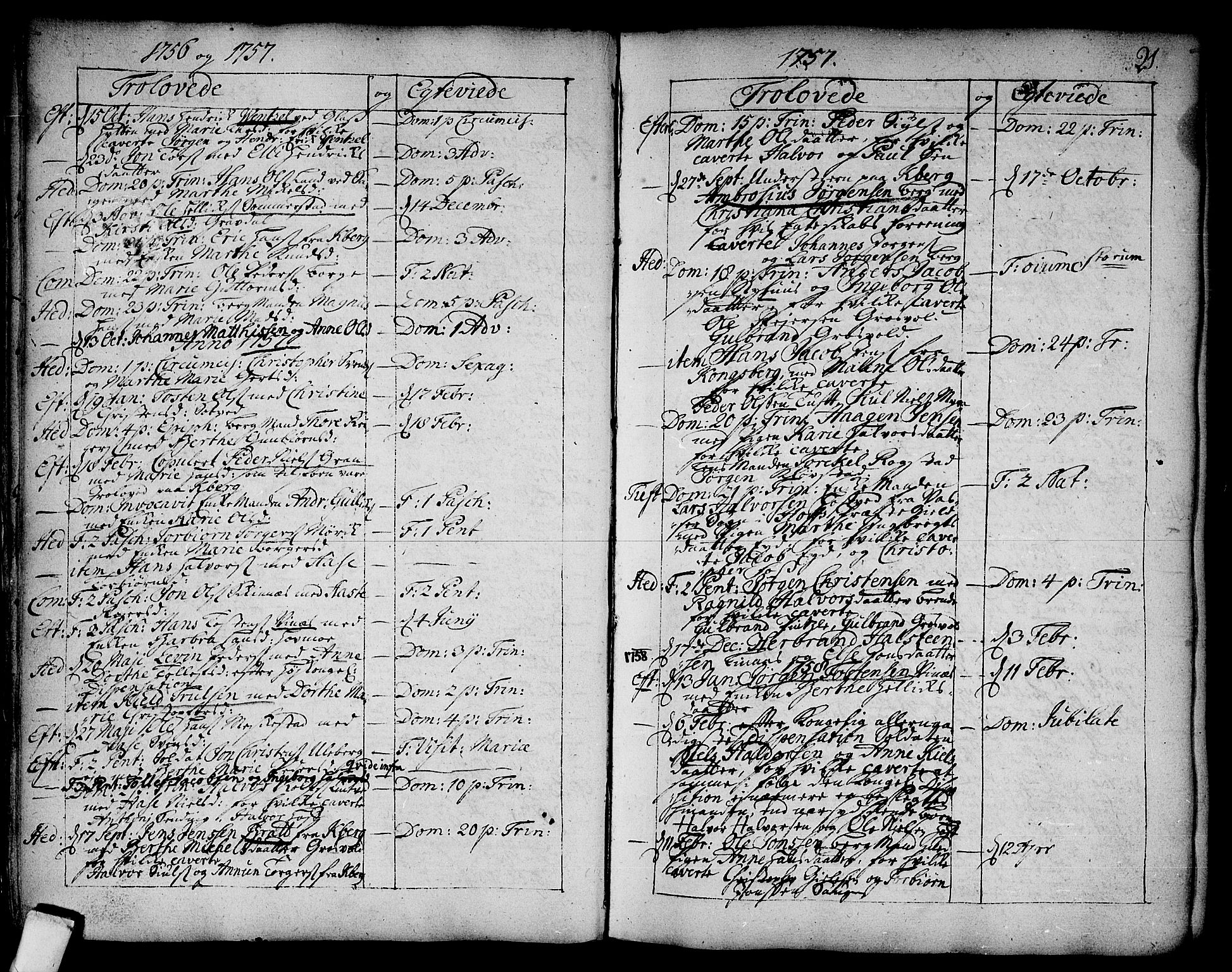 Sandsvær kirkebøker, SAKO/A-244/F/Fa/L0002a: Ministerialbok nr. I 2, 1725-1809, s. 21