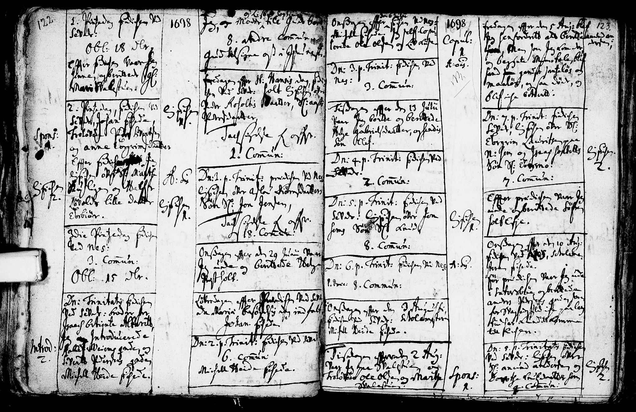 Sauherad kirkebøker, AV/SAKO-A-298/F/Fa/L0002: Ministerialbok nr. I 2, 1681-1720, s. 122-123