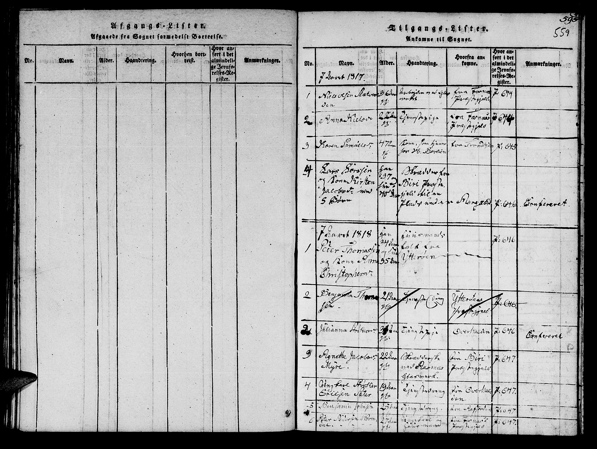 Ministerialprotokoller, klokkerbøker og fødselsregistre - Nord-Trøndelag, SAT/A-1458/742/L0411: Klokkerbok nr. 742C02, 1817-1825, s. 558b-559b