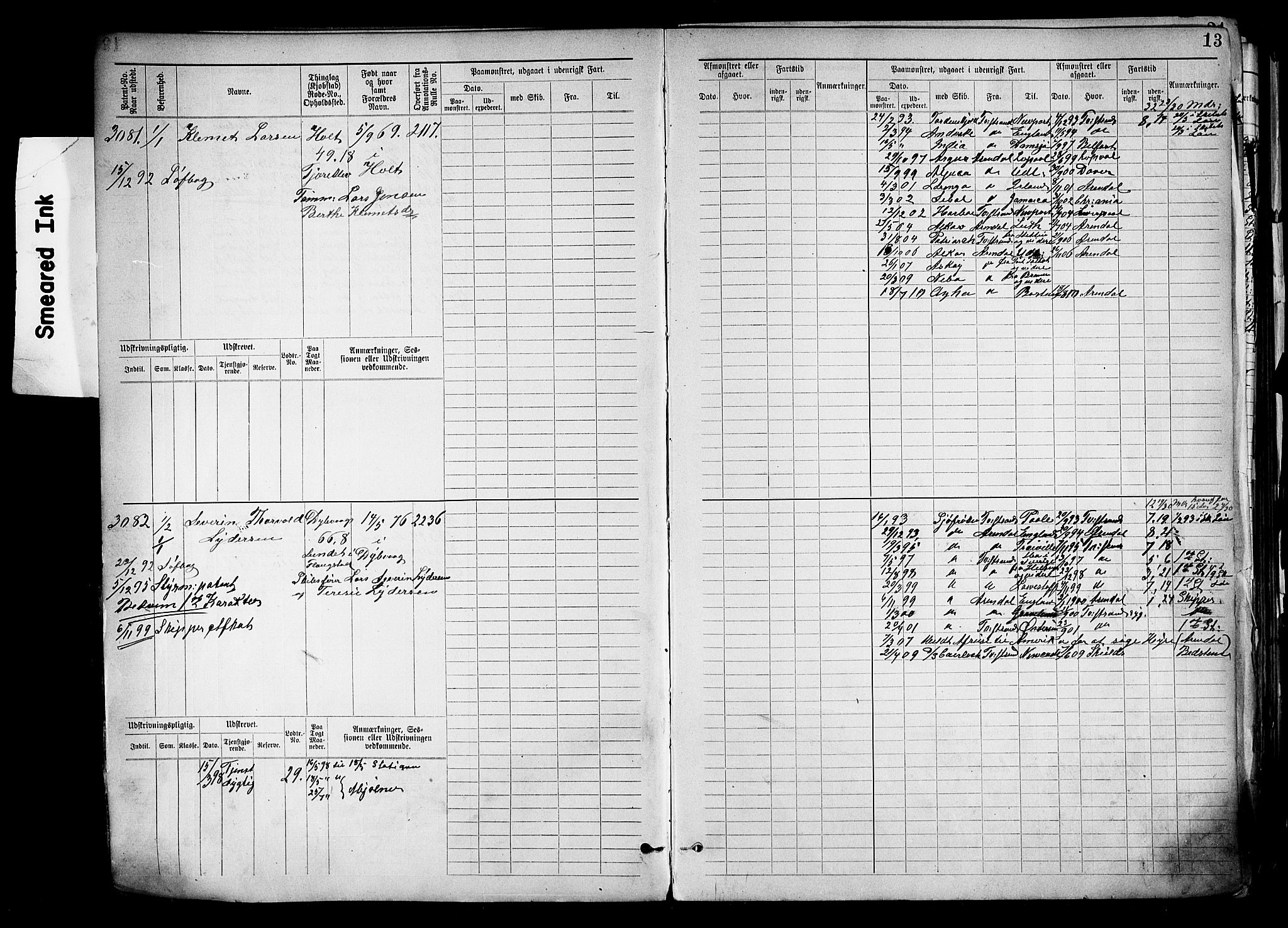 Tvedestrand mønstringskrets, AV/SAK-2031-0011/F/Fb/L0019: Hovedrulle nr 3057-3818, U-35, 1892-1906, s. 16