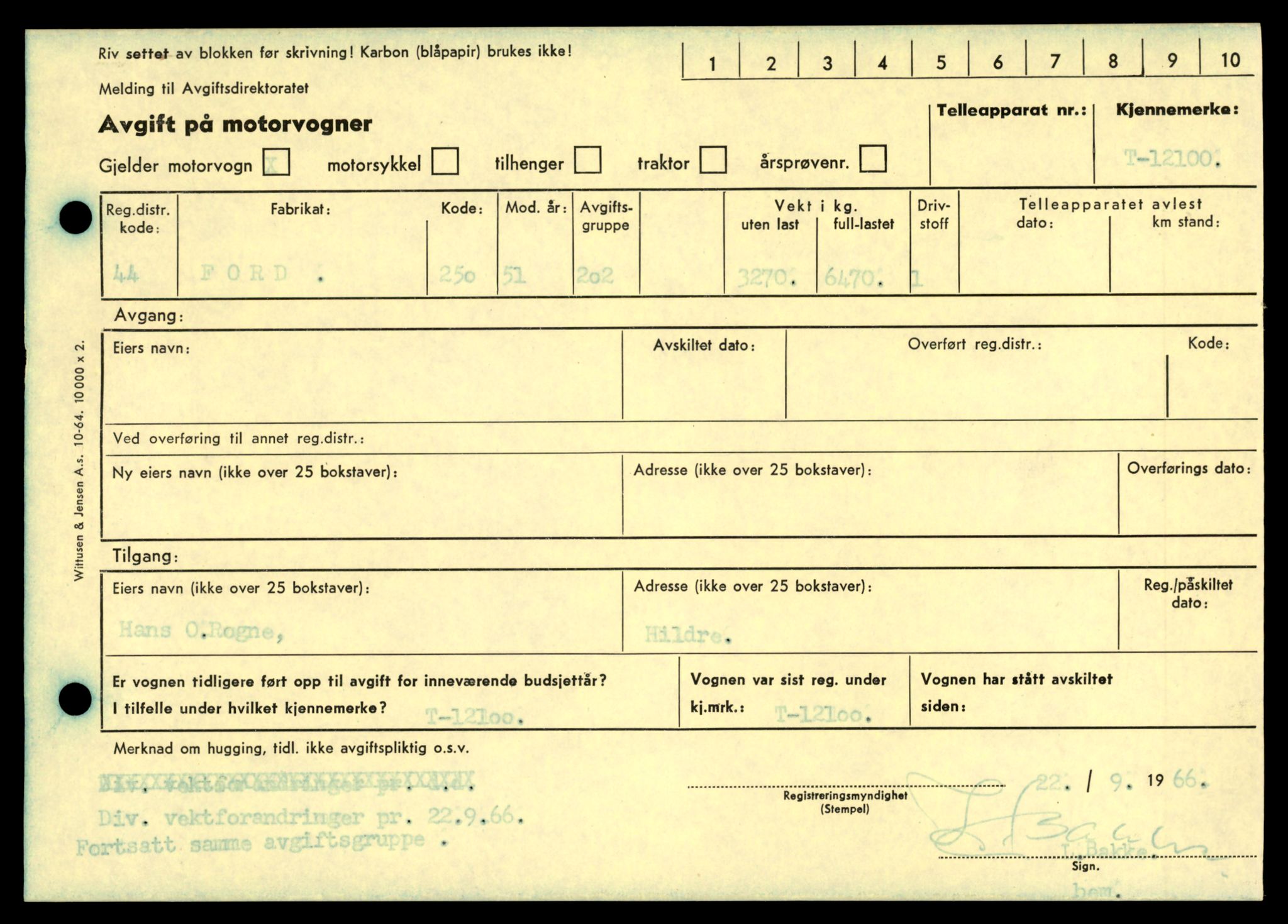 Møre og Romsdal vegkontor - Ålesund trafikkstasjon, AV/SAT-A-4099/F/Fe/L0036: Registreringskort for kjøretøy T 12831 - T 13030, 1927-1998, s. 2205