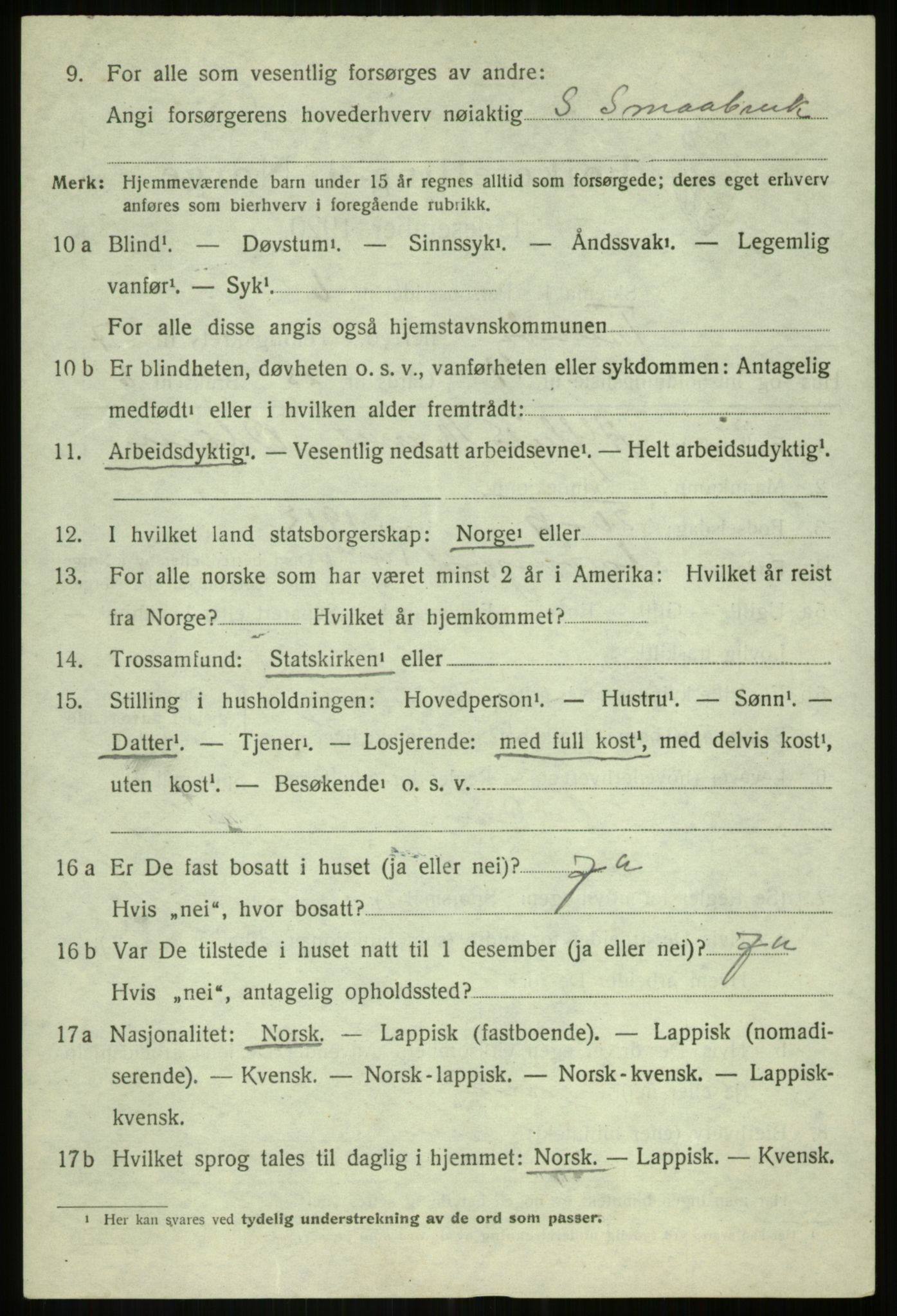 SATØ, Folketelling 1920 for 1927 Tranøy herred, 1920, s. 3378