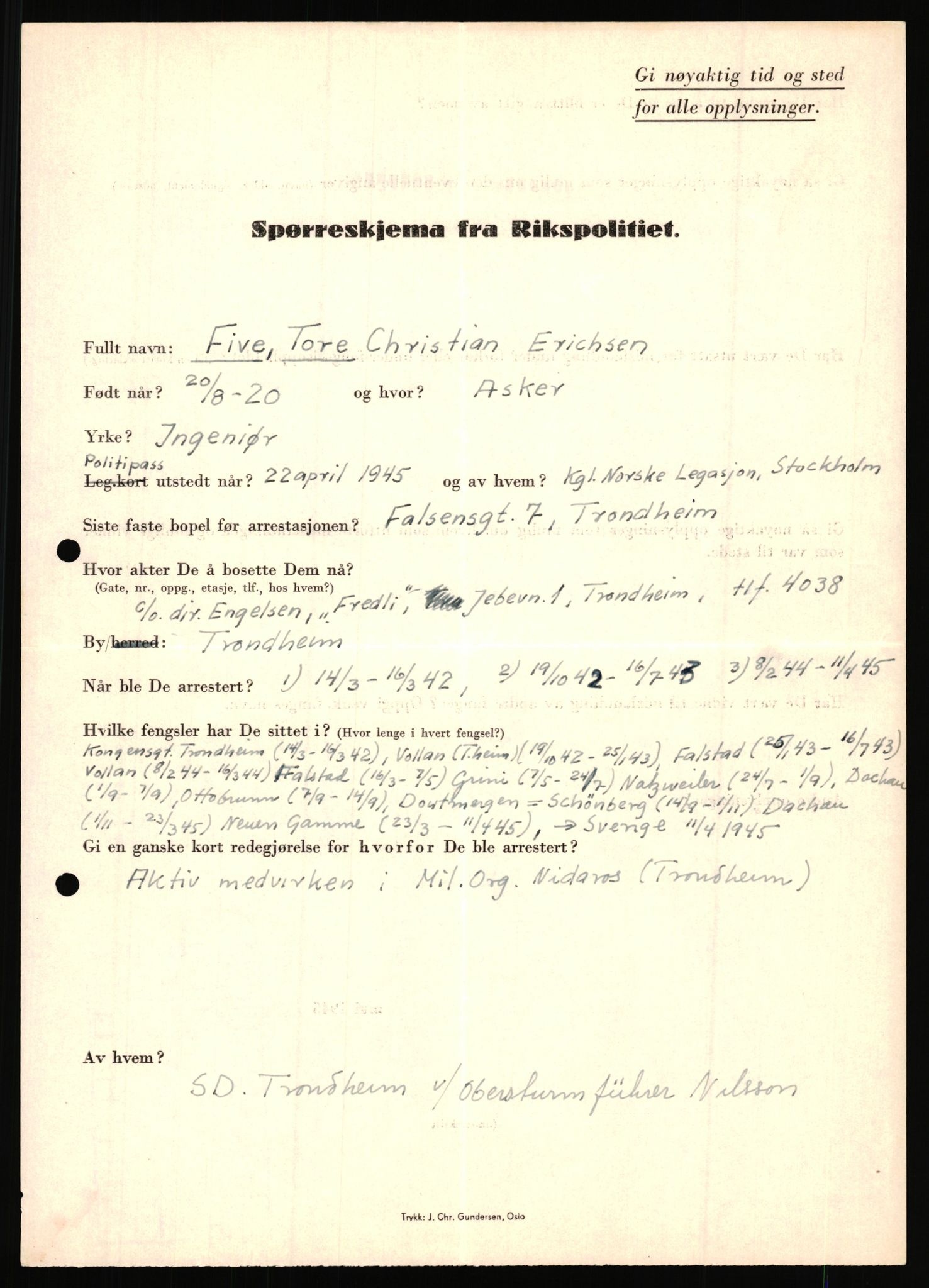 Rikspolitisjefen, AV/RA-S-1560/L/L0004: Eriksen, Alf - Geving, Øivind, 1940-1945, s. 470