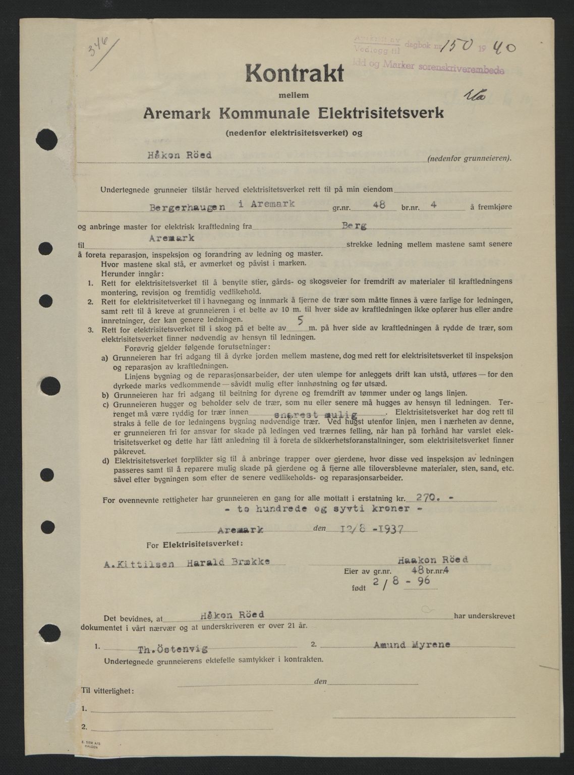 Idd og Marker sorenskriveri, AV/SAO-A-10283/G/Gb/Gbb/L0004: Pantebok nr. A4, 1940-1941, Dagboknr: 150/1940