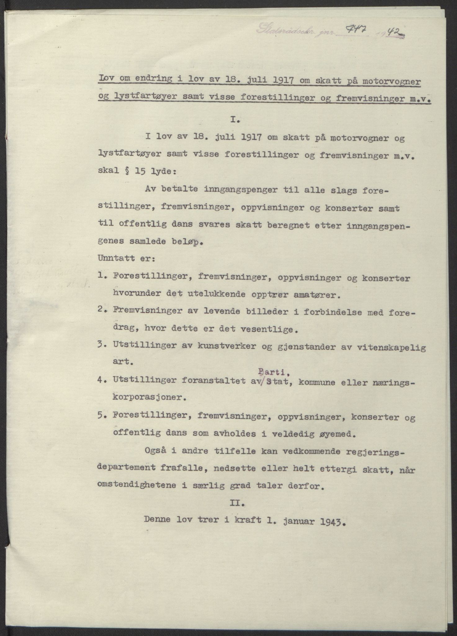 NS-administrasjonen 1940-1945 (Statsrådsekretariatet, de kommisariske statsråder mm), RA/S-4279/D/Db/L0098: Lover II, 1942, s. 514