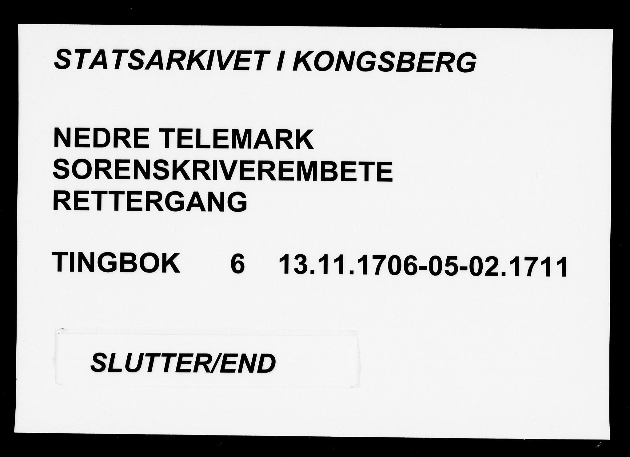 Nedre Telemark sorenskriveri, AV/SAKO-A-135/F/Fa/L0006: Tingbok, 1706-1711