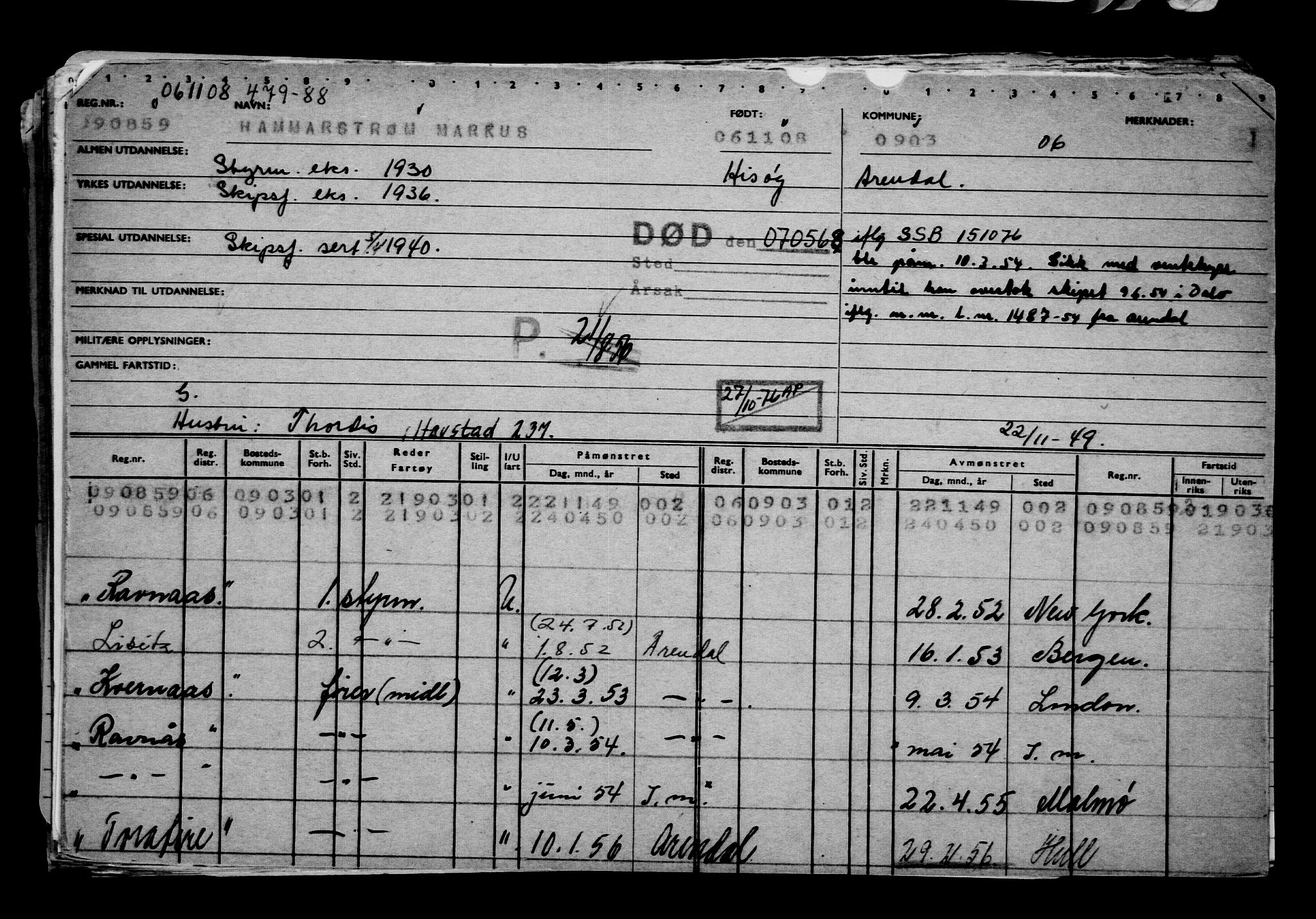 Direktoratet for sjømenn, AV/RA-S-3545/G/Gb/L0080: Hovedkort, 1908, s. 79