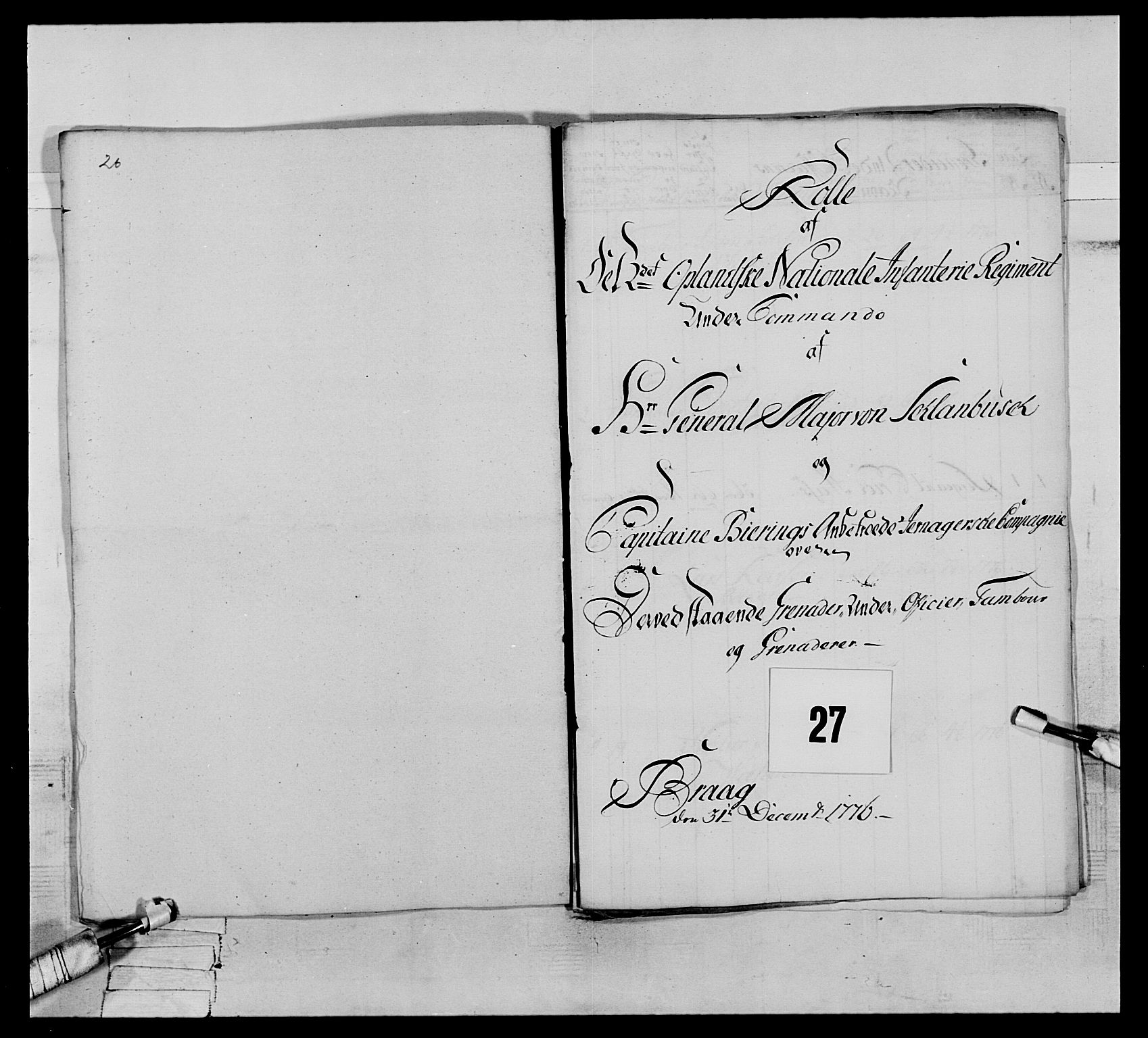 Generalitets- og kommissariatskollegiet, Det kongelige norske kommissariatskollegium, RA/EA-5420/E/Eh/L0064: 2. Opplandske nasjonale infanteriregiment, 1774-1784, s. 159