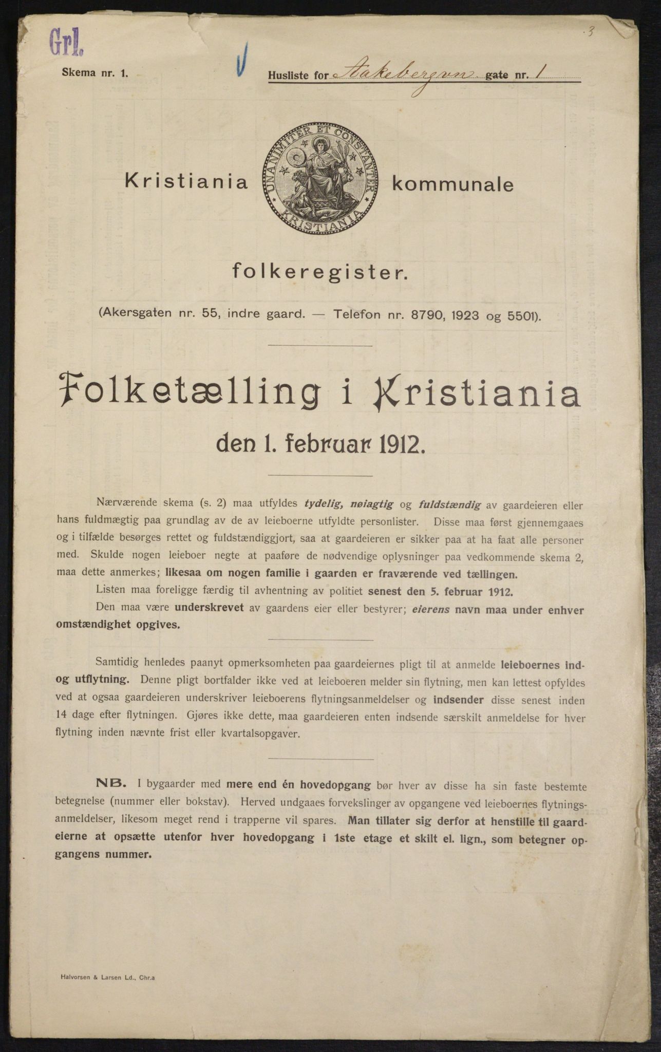 OBA, Kommunal folketelling 1.2.1912 for Kristiania, 1912, s. 130313