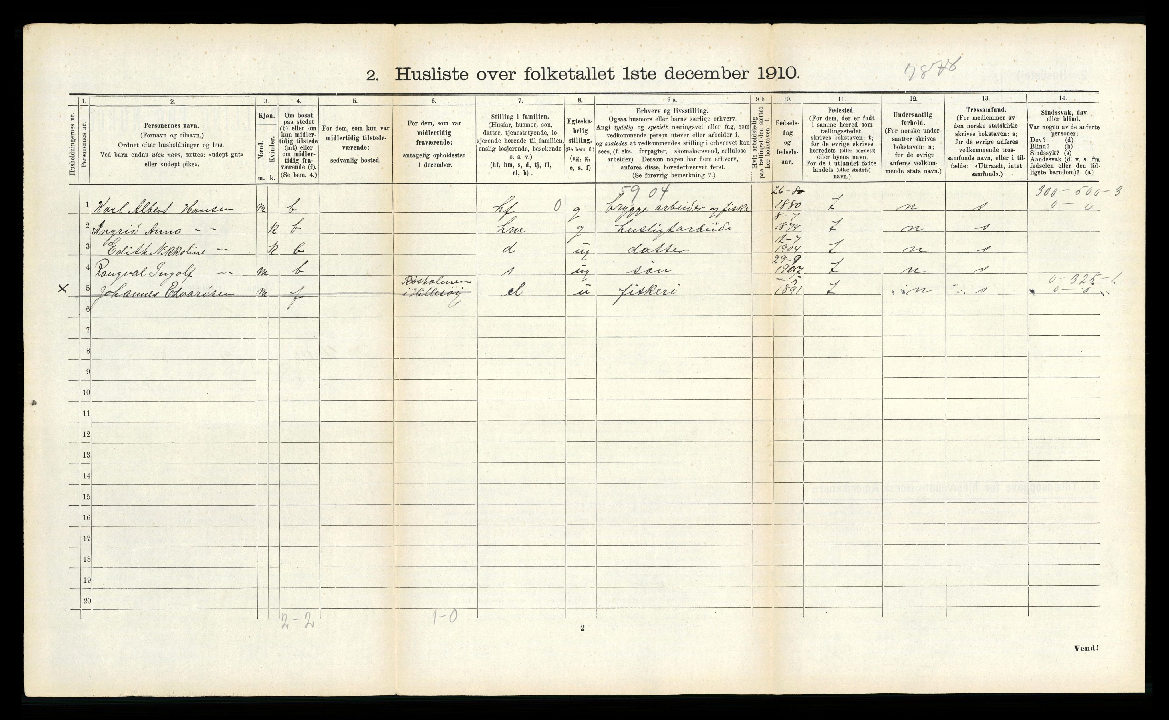 RA, Folketelling 1910 for 1934 Tromsøysund herred, 1910, s. 1194