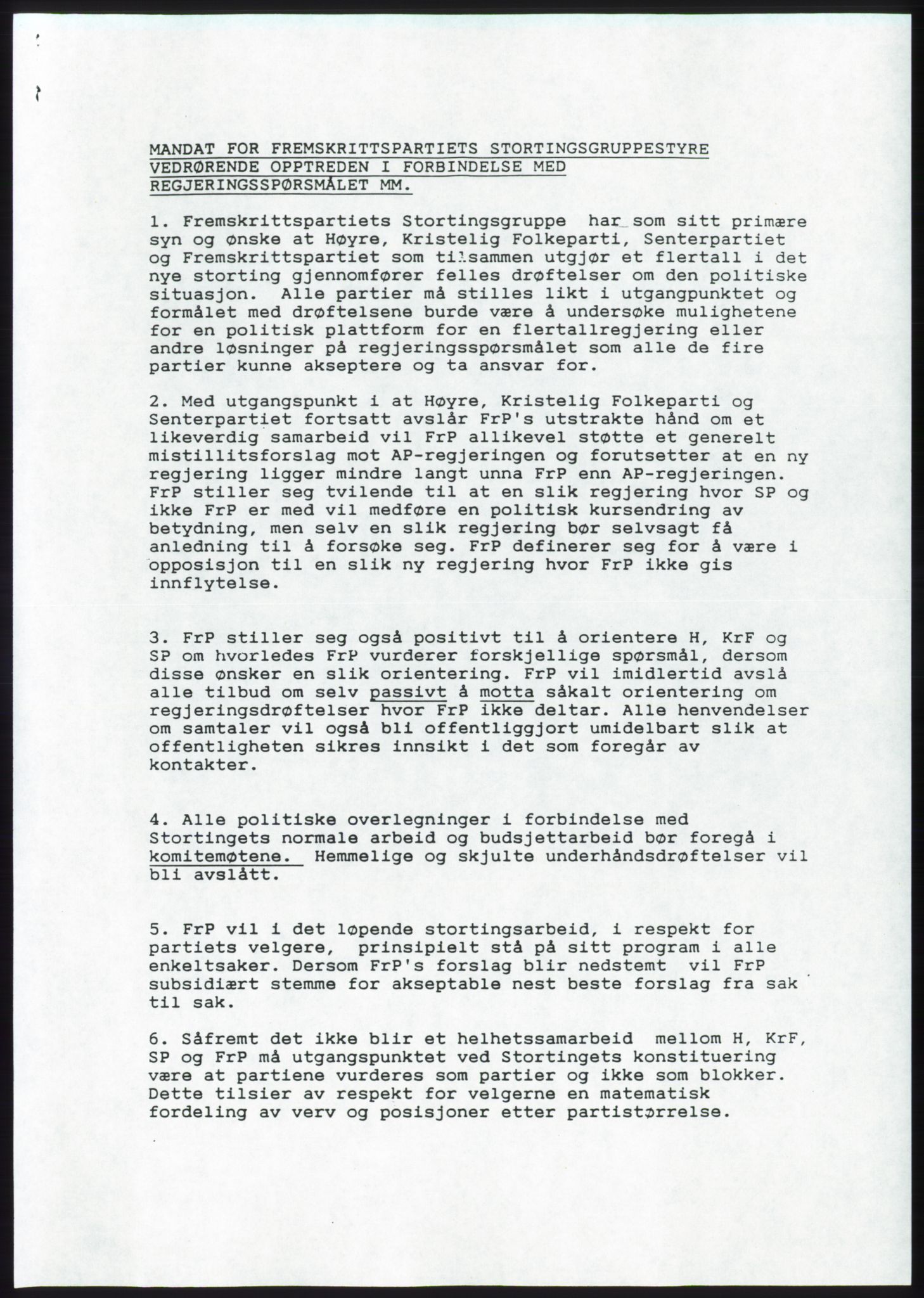 Forhandlingsmøtene 1989 mellom Høyre, KrF og Senterpartiet om dannelse av regjering, RA/PA-0697/A/L0001: Forhandlingsprotokoll med vedlegg, 1989, s. 19