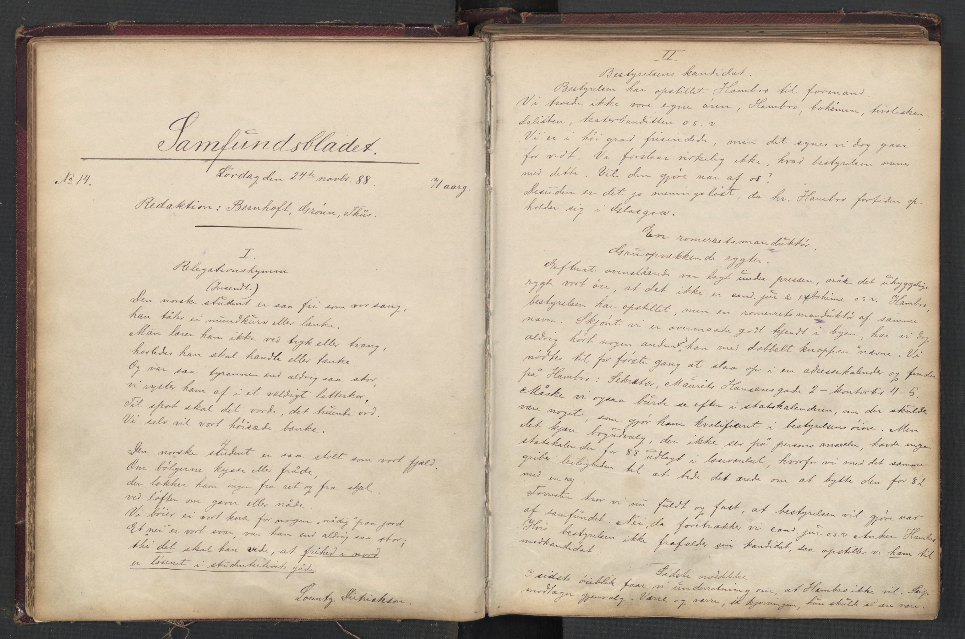 Det Norske Studentersamfund, AV/RA-PA-1322/X/Xa/L0013/0001: -- / Samfundsbladet, 1888-1892, s. 40