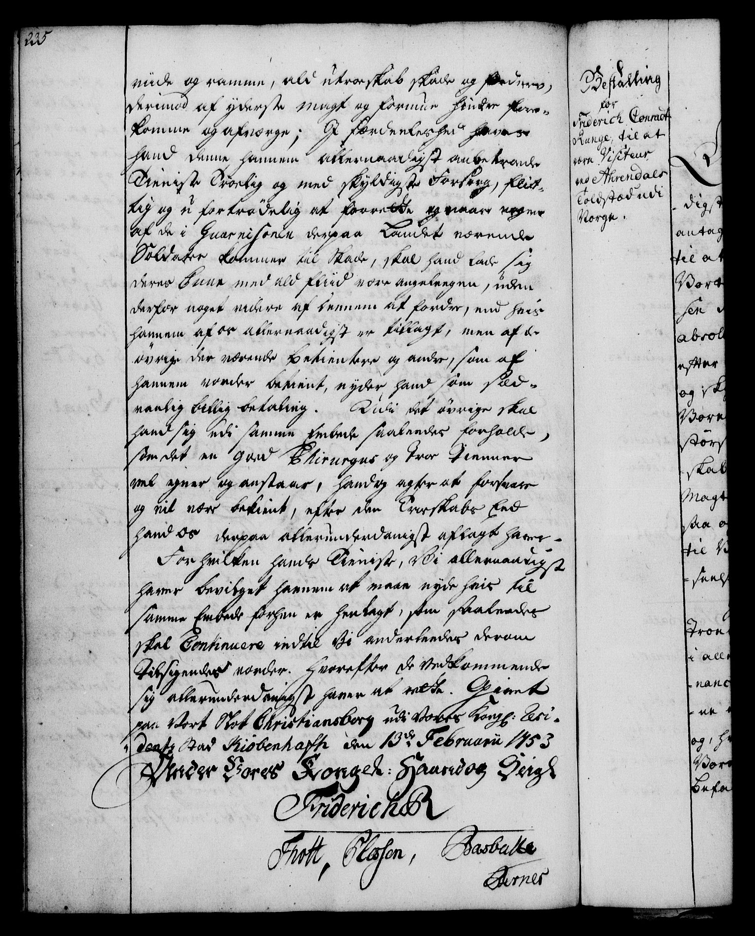 Rentekammeret, Kammerkanselliet, RA/EA-3111/G/Gg/Gge/L0003: Norsk bestallingsprotokoll med register (merket RK 53.27), 1745-1761, s. 235