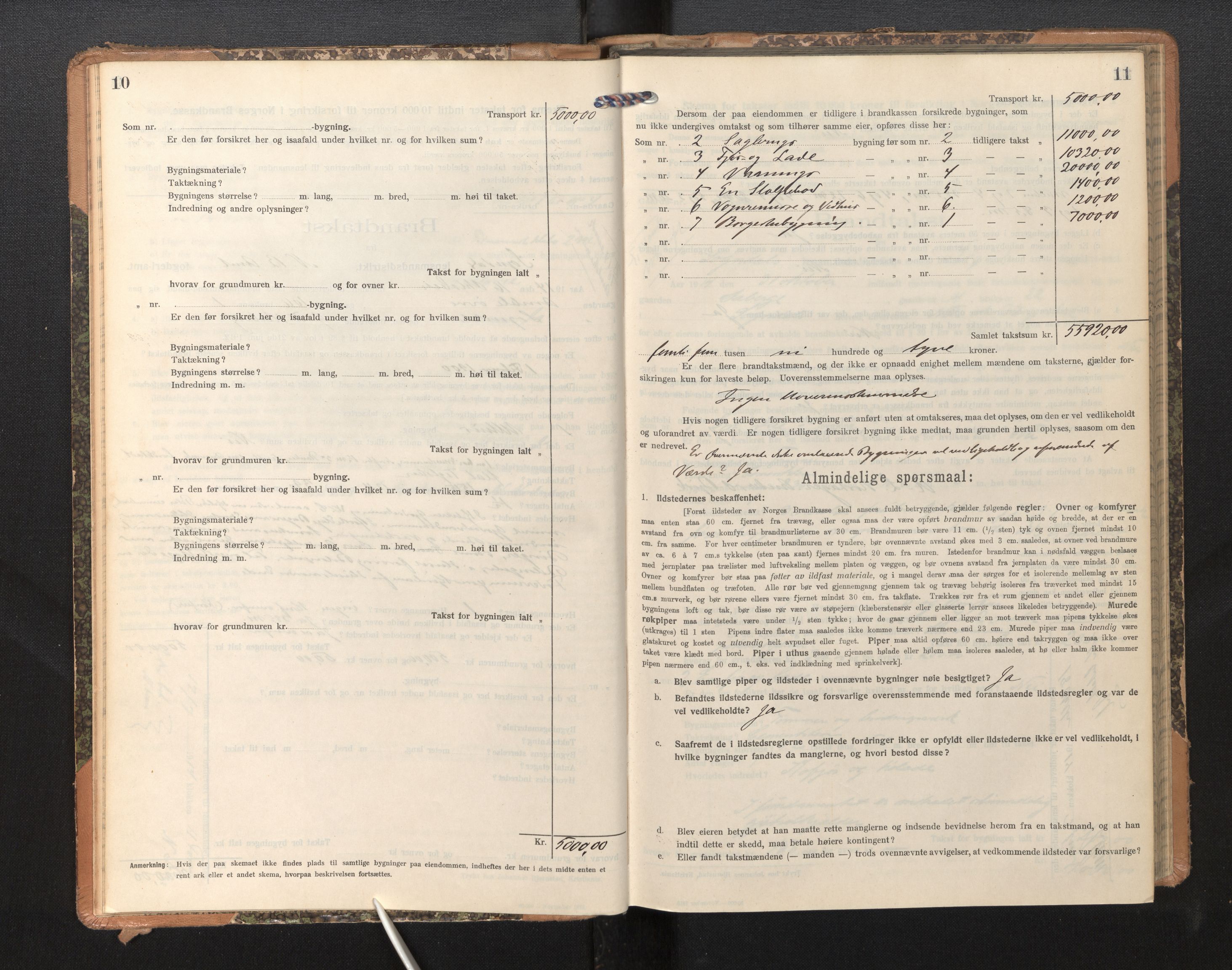 Lensmannen i Sogndal, AV/SAB-A-29901/0012/L0011: Branntakstprotokoll, skjematakst, 1914-1922, s. 10-11