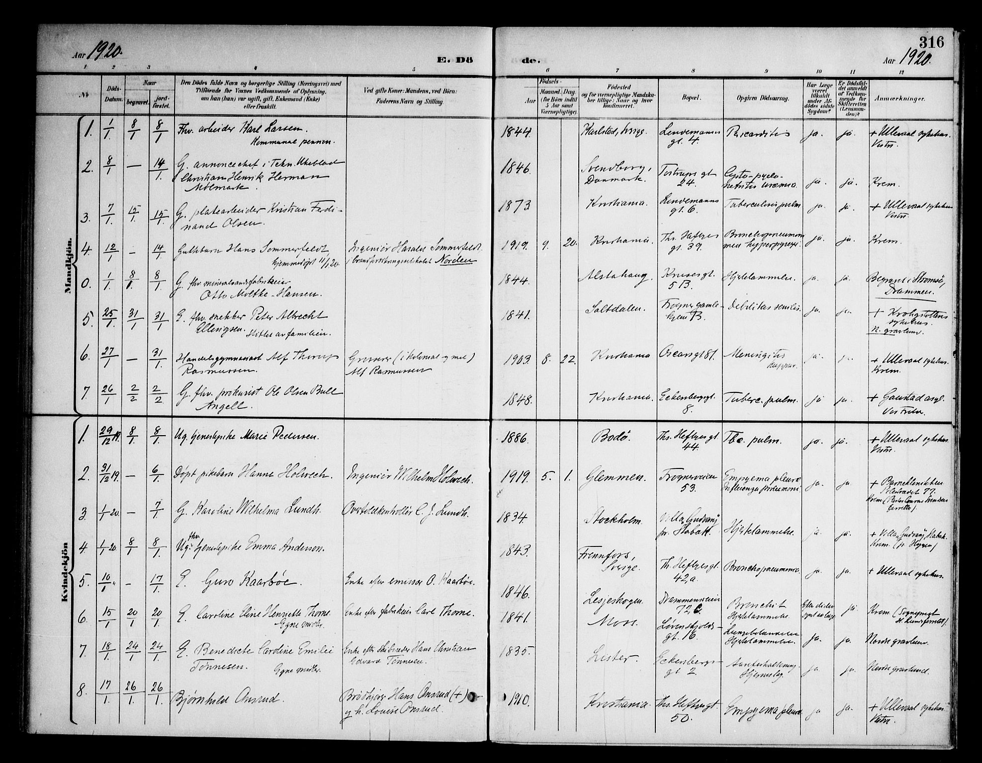 Frogner prestekontor Kirkebøker, AV/SAO-A-10886/F/Fa/L0004: Ministerialbok nr. 4, 1898-1921, s. 316