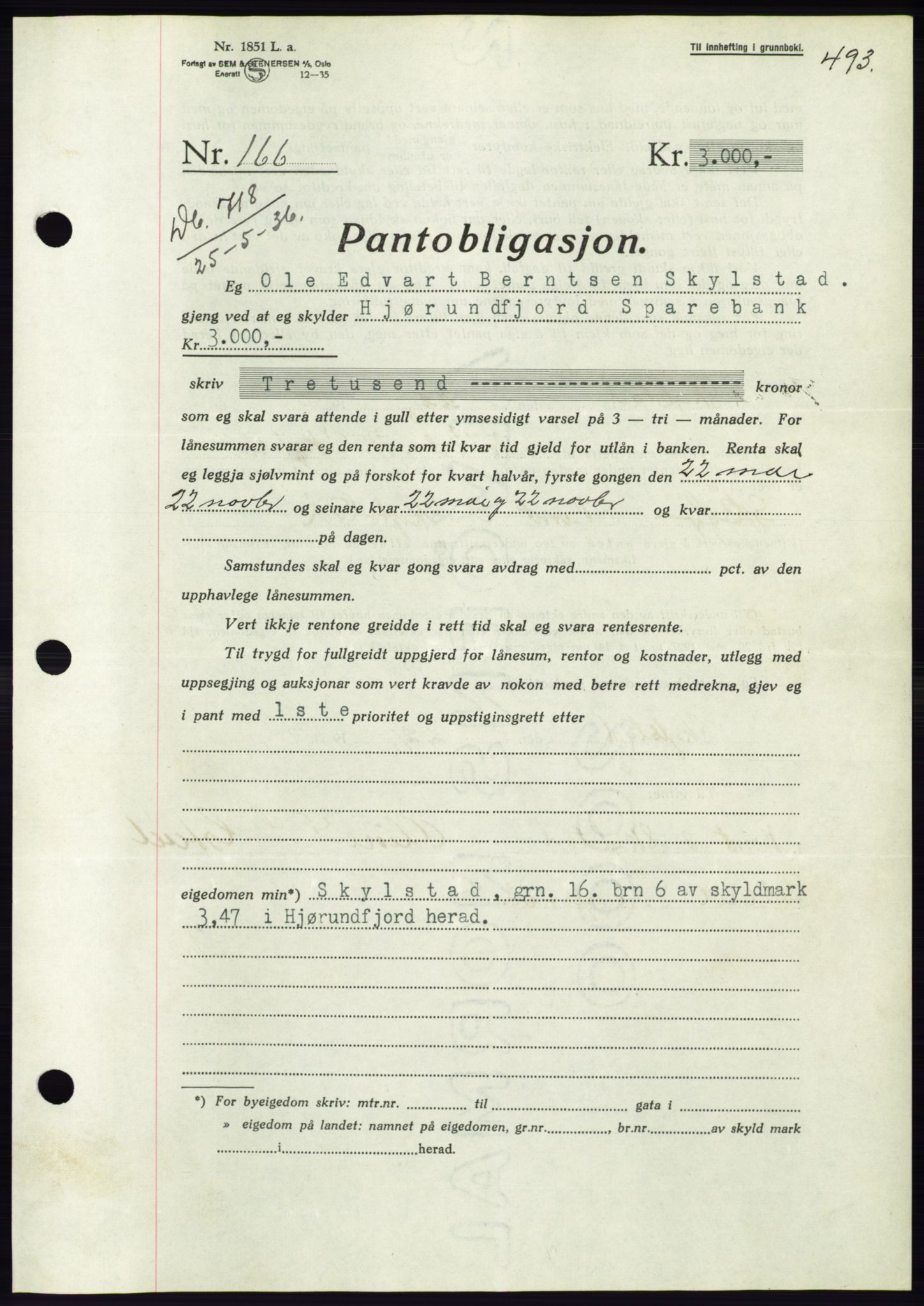 Søre Sunnmøre sorenskriveri, AV/SAT-A-4122/1/2/2C/L0060: Pantebok nr. 54, 1935-1936, Tingl.dato: 25.05.1936