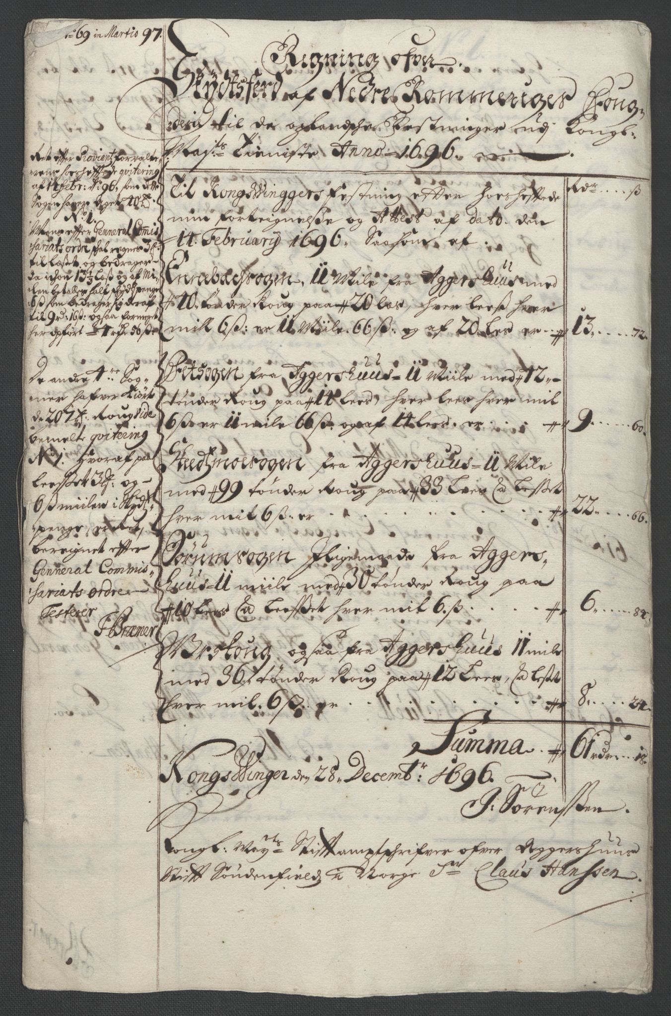 Rentekammeret inntil 1814, Reviderte regnskaper, Fogderegnskap, AV/RA-EA-4092/R11/L0580: Fogderegnskap Nedre Romerike, 1696-1697, s. 425