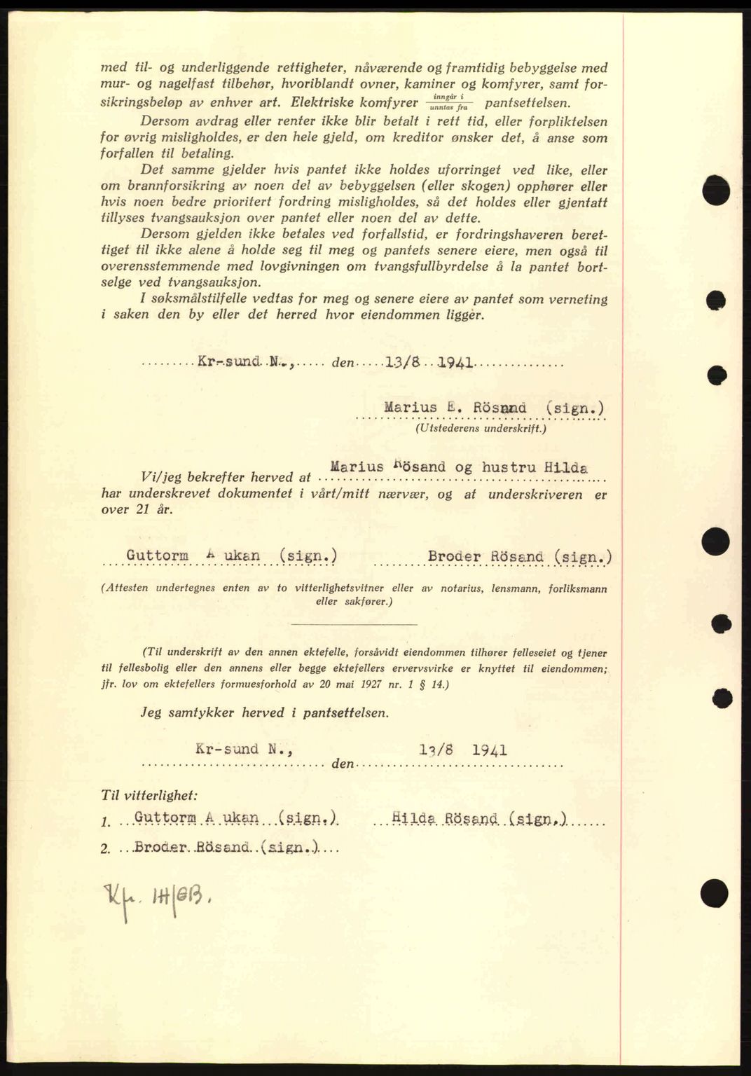 Nordmøre sorenskriveri, AV/SAT-A-4132/1/2/2Ca: Pantebok nr. B88, 1941-1942, Dagboknr: 1409/1941