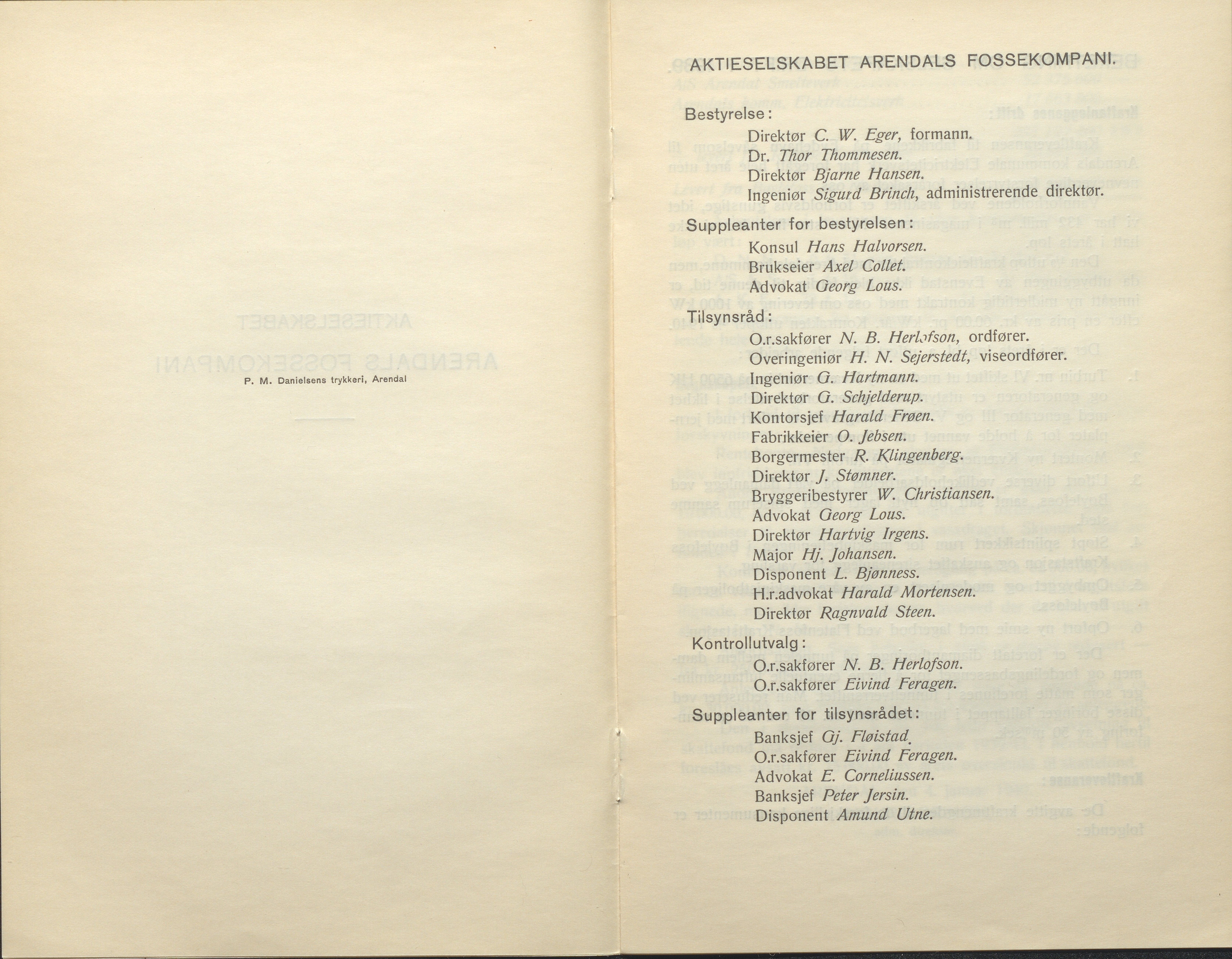 Arendals Fossekompani, AAKS/PA-2413/X/X01/L0001/0010: Beretninger, regnskap, balansekonto, gevinst- og tapskonto / Årsberetning og regnskap 1936 - 1942, 1936-1942