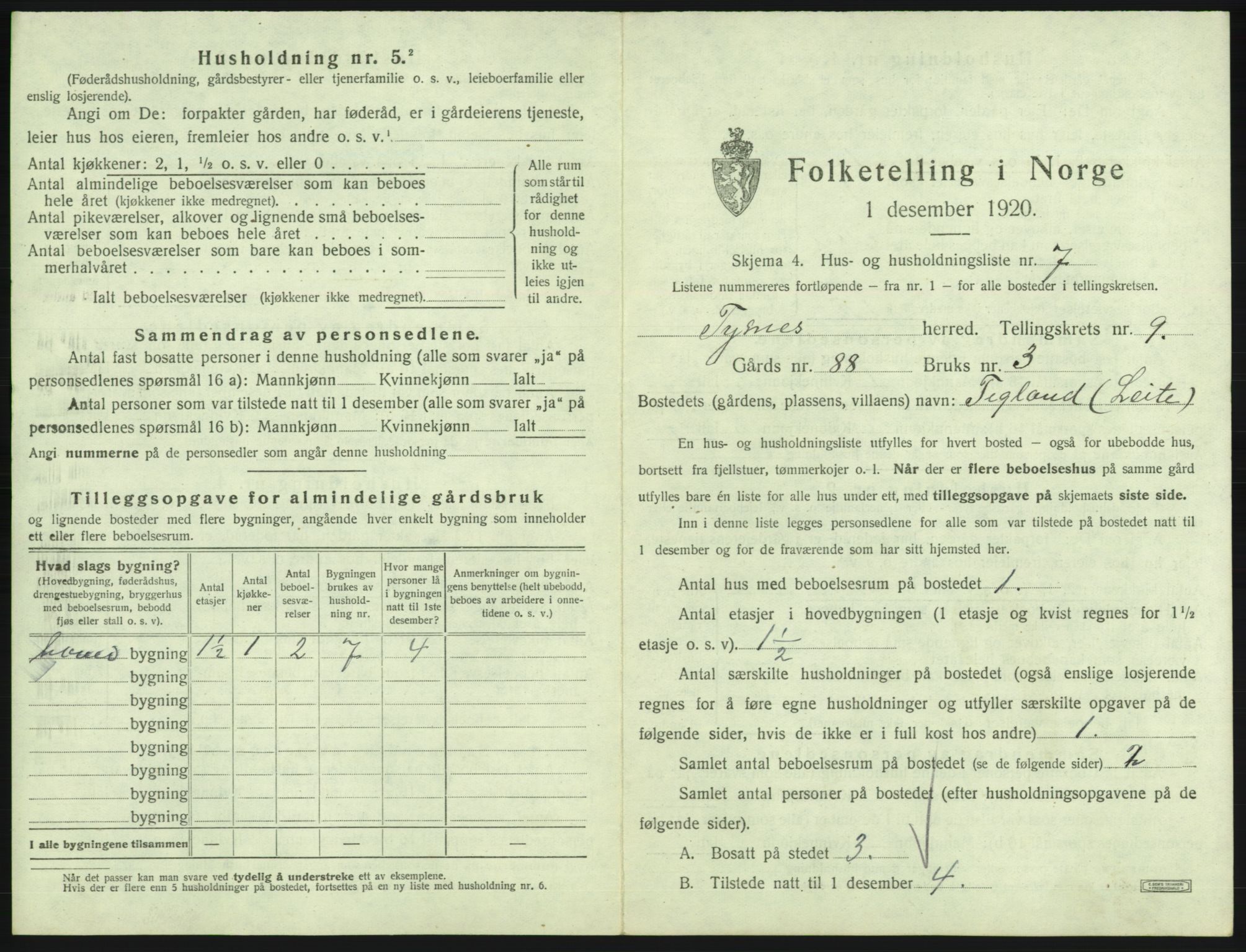 SAB, Folketelling 1920 for 1223 Tysnes herred, 1920, s. 826