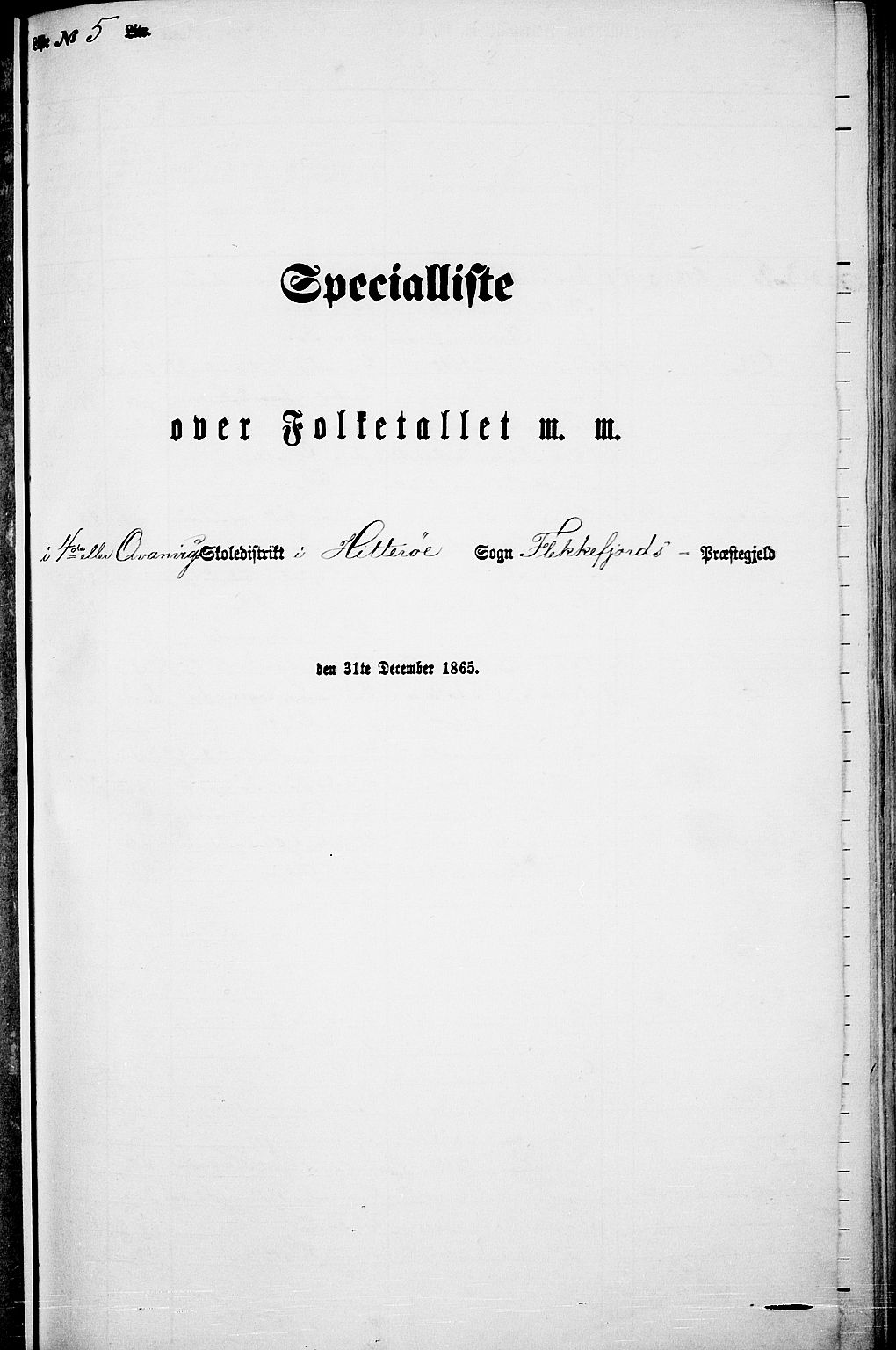 RA, Folketelling 1865 for 1042L Flekkefjord prestegjeld, Nes sokn og Hidra sokn, 1865, s. 66