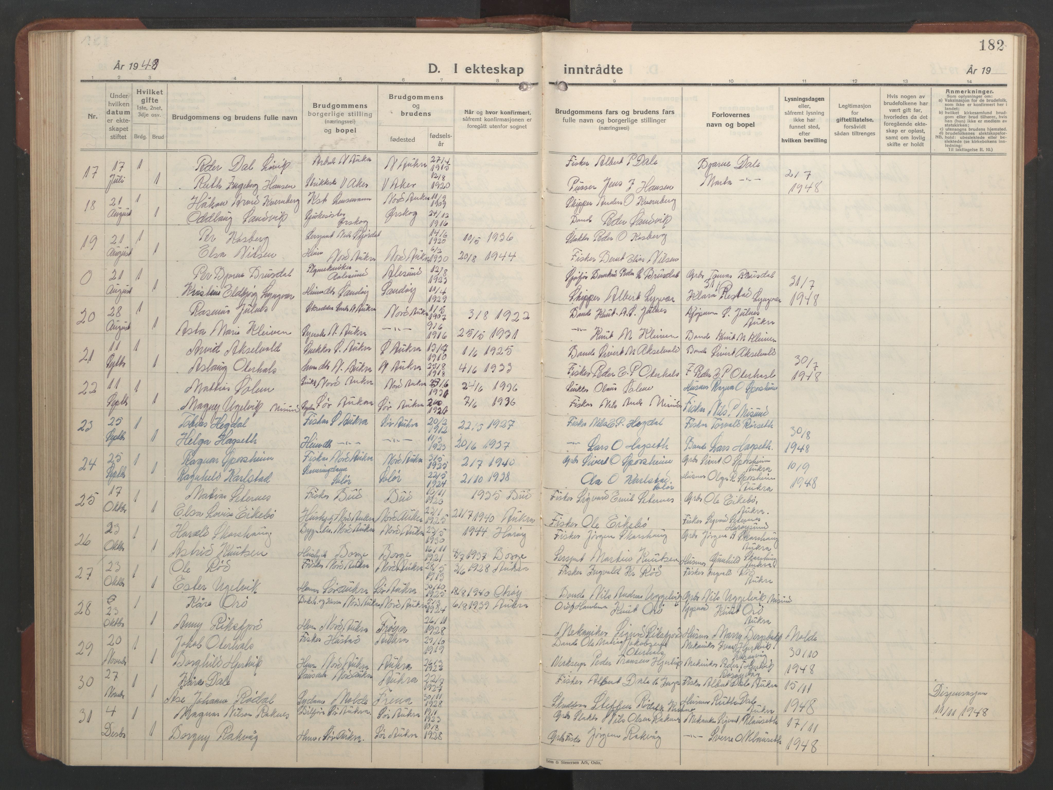 Ministerialprotokoller, klokkerbøker og fødselsregistre - Møre og Romsdal, AV/SAT-A-1454/560/L0726: Klokkerbok nr. 560C03, 1928-1952, s. 182