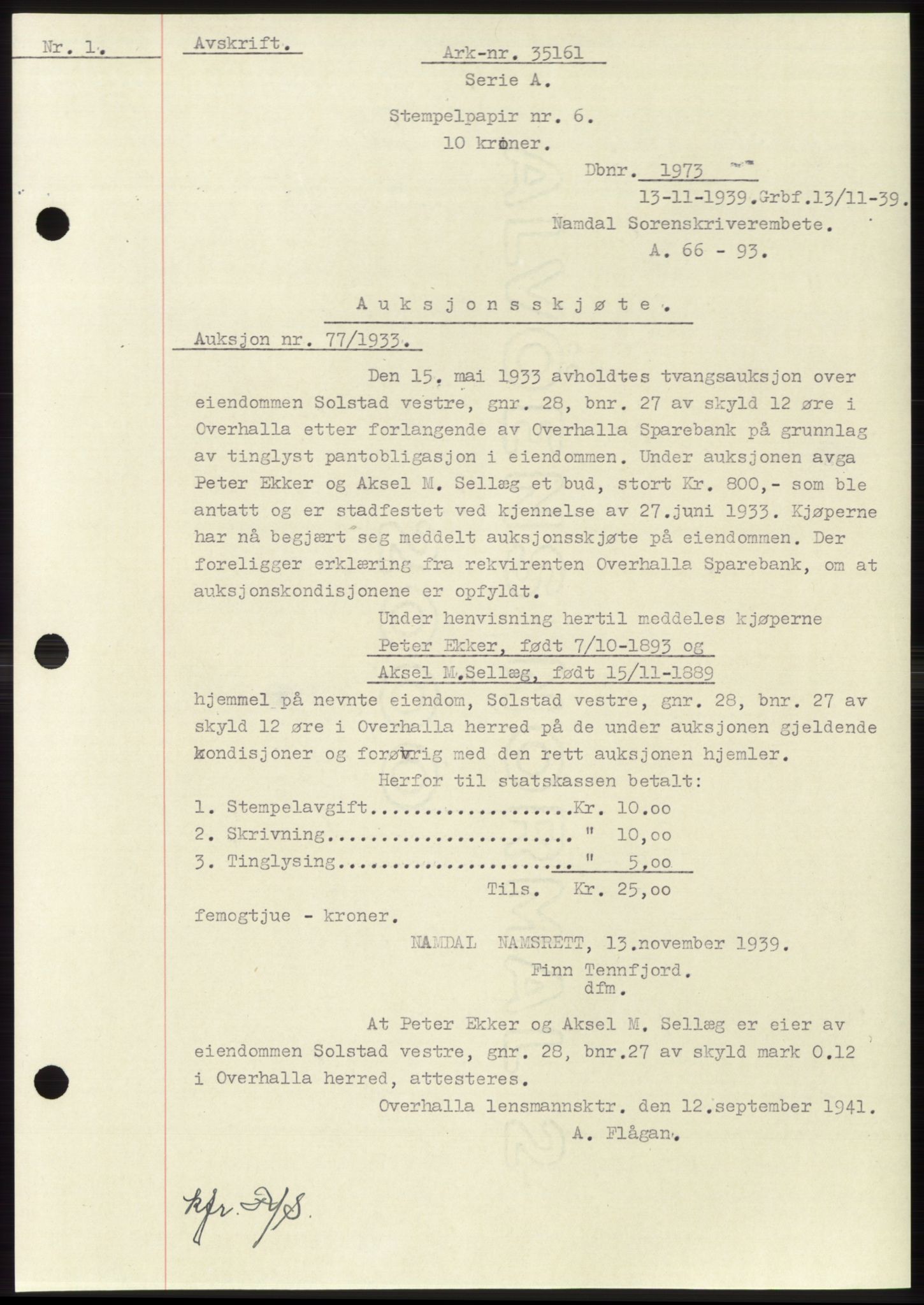 Namdal sorenskriveri, SAT/A-4133/1/2/2C: Pantebok nr. -, 1937-1939, Tingl.dato: 13.11.1939
