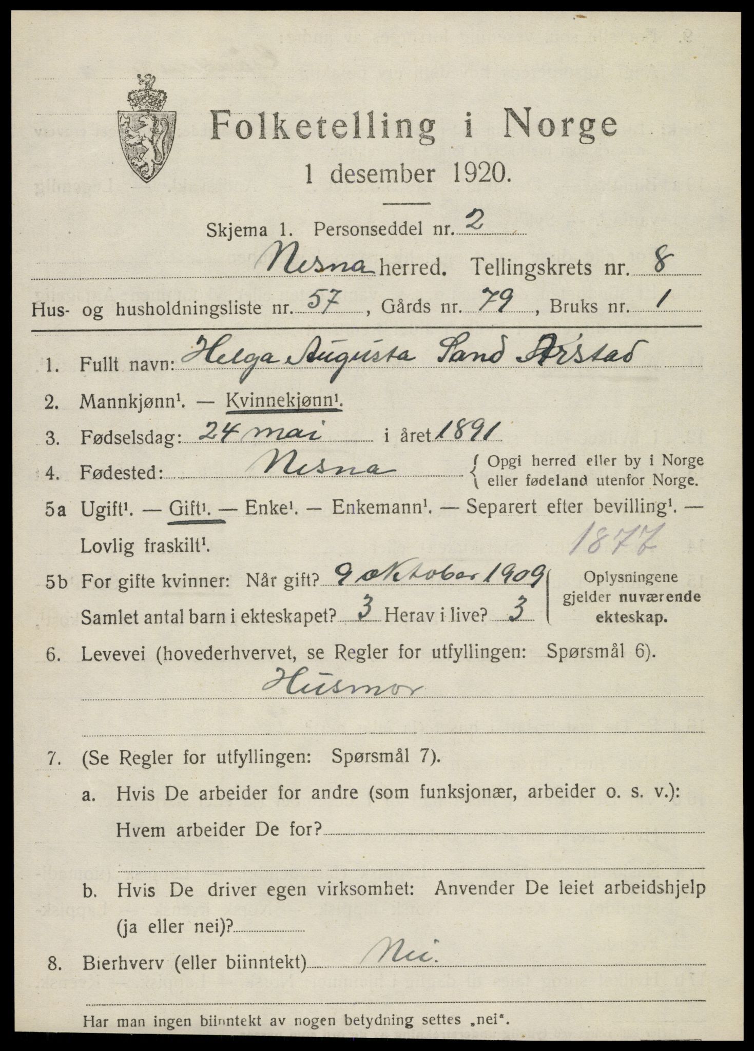 SAT, Folketelling 1920 for 1828 Nesna herred, 1920, s. 7189