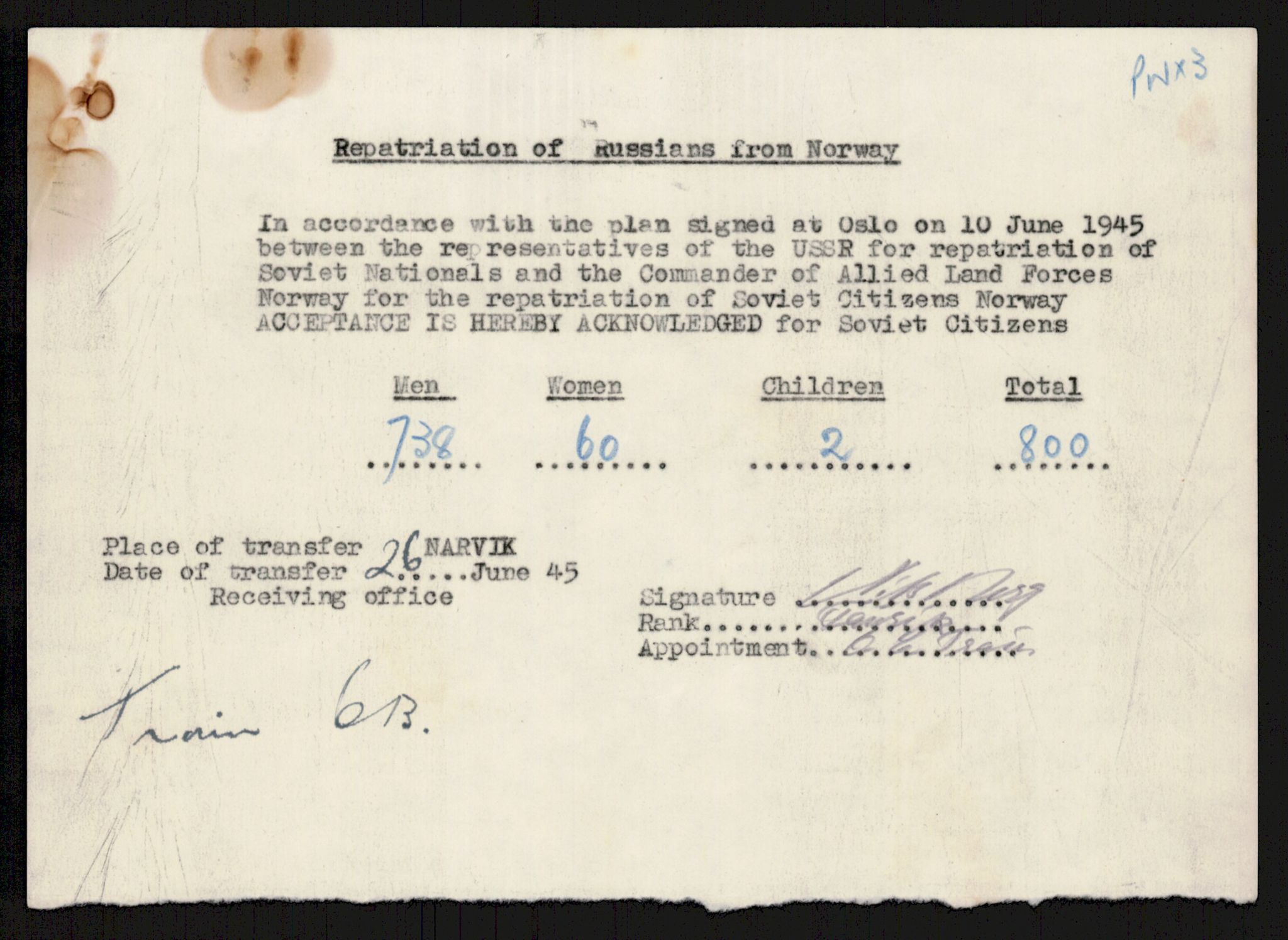 Flyktnings- og fangedirektoratet, Repatrieringskontoret, RA/S-1681/D/Db/L0016: Displaced Persons (DPs) og sivile tyskere, 1945-1948, s. 107