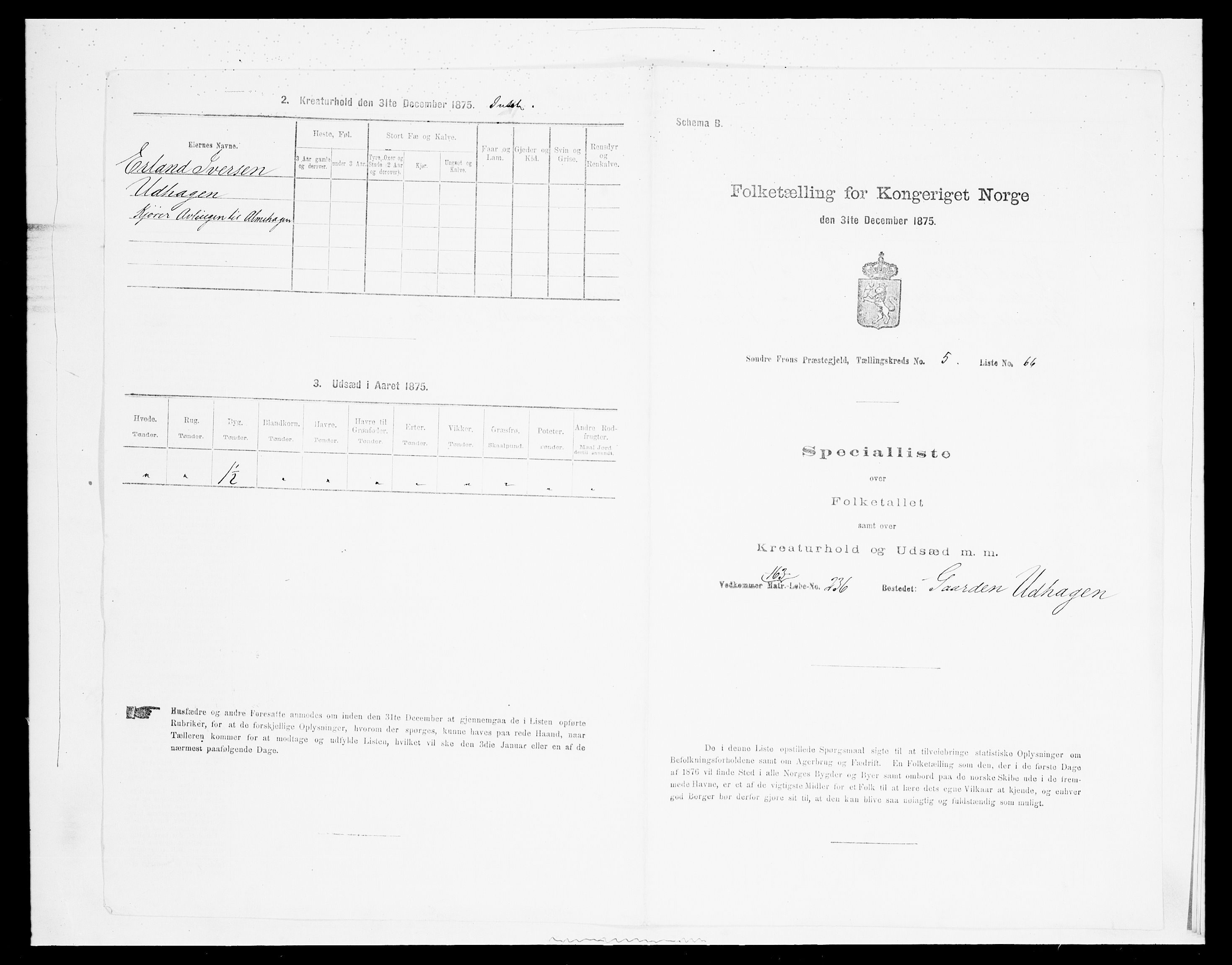 SAH, Folketelling 1875 for 0519P Sør-Fron prestegjeld, 1875, s. 833