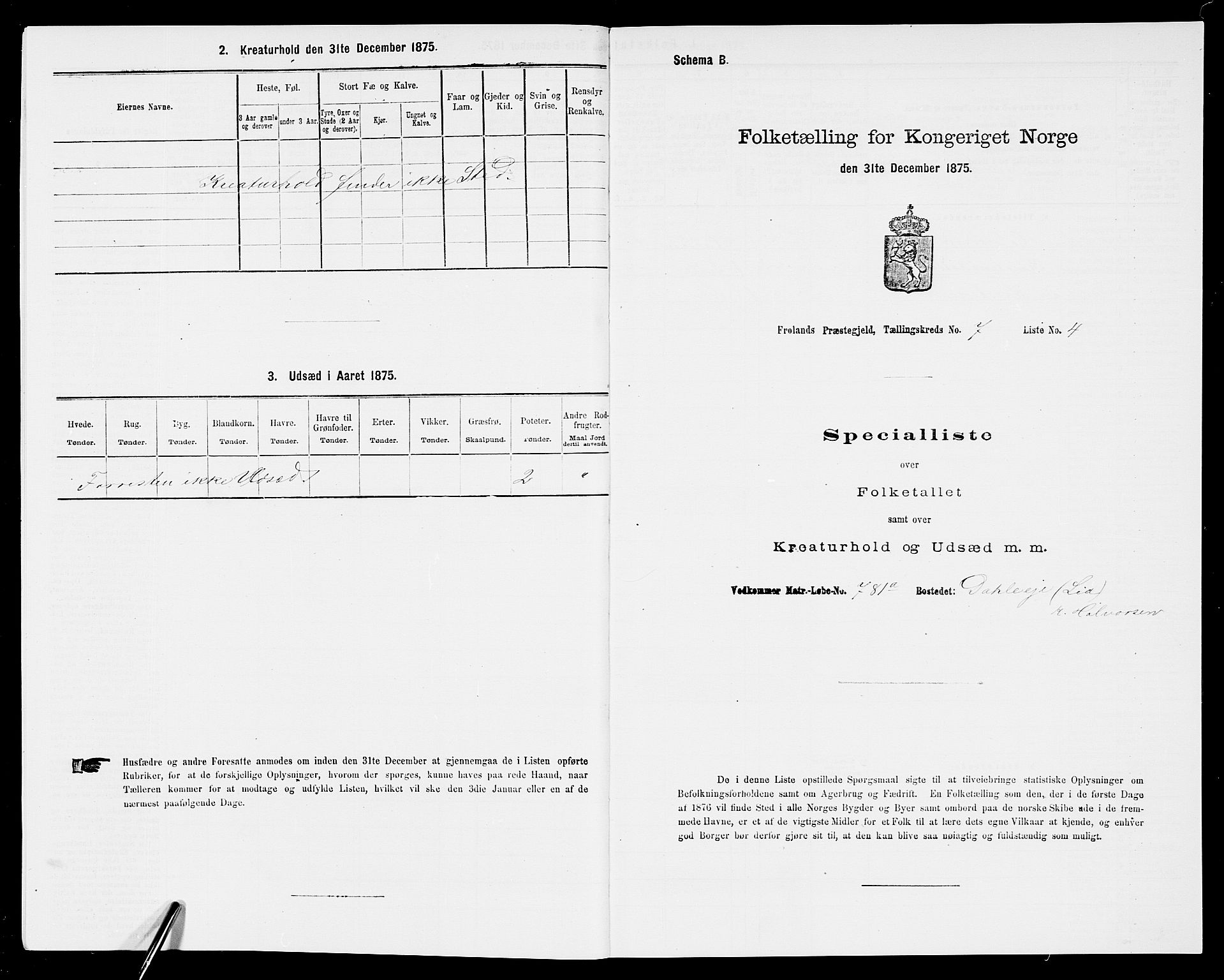 SAK, Folketelling 1875 for 0919P Froland prestegjeld, 1875, s. 642