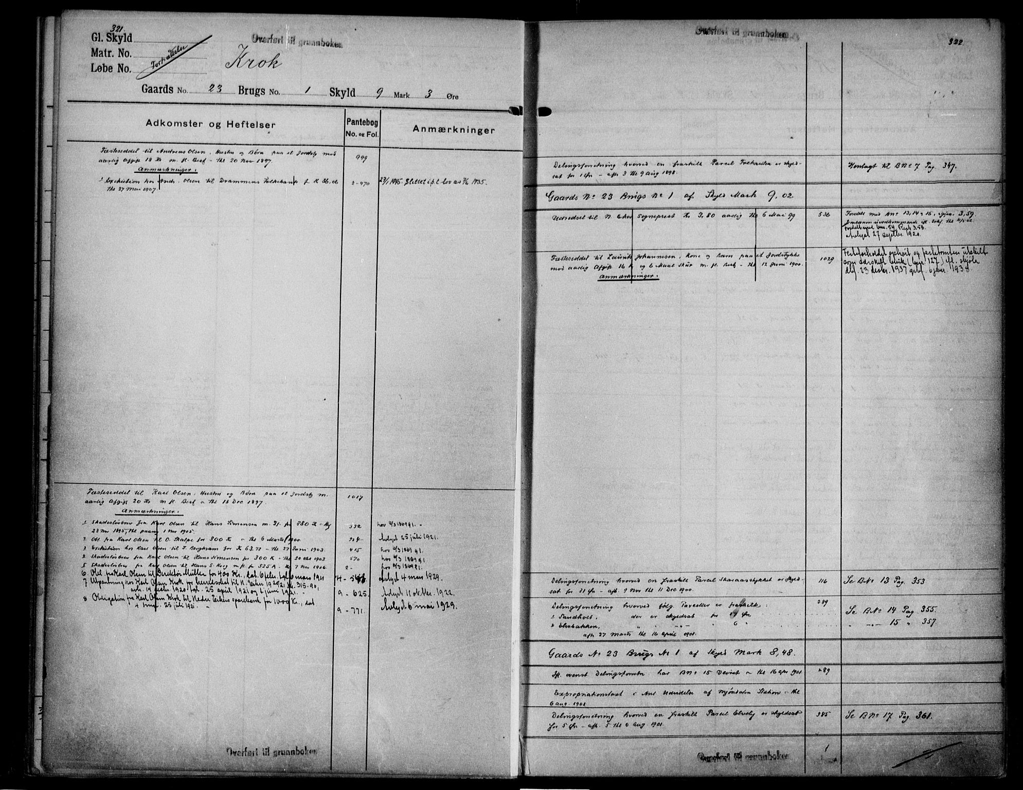 Eiker, Modum og Sigdal sorenskriveri, SAKO/A-123/G/Gb/Gbf/L0004: Panteregister nr. VI 4, s. 321-322