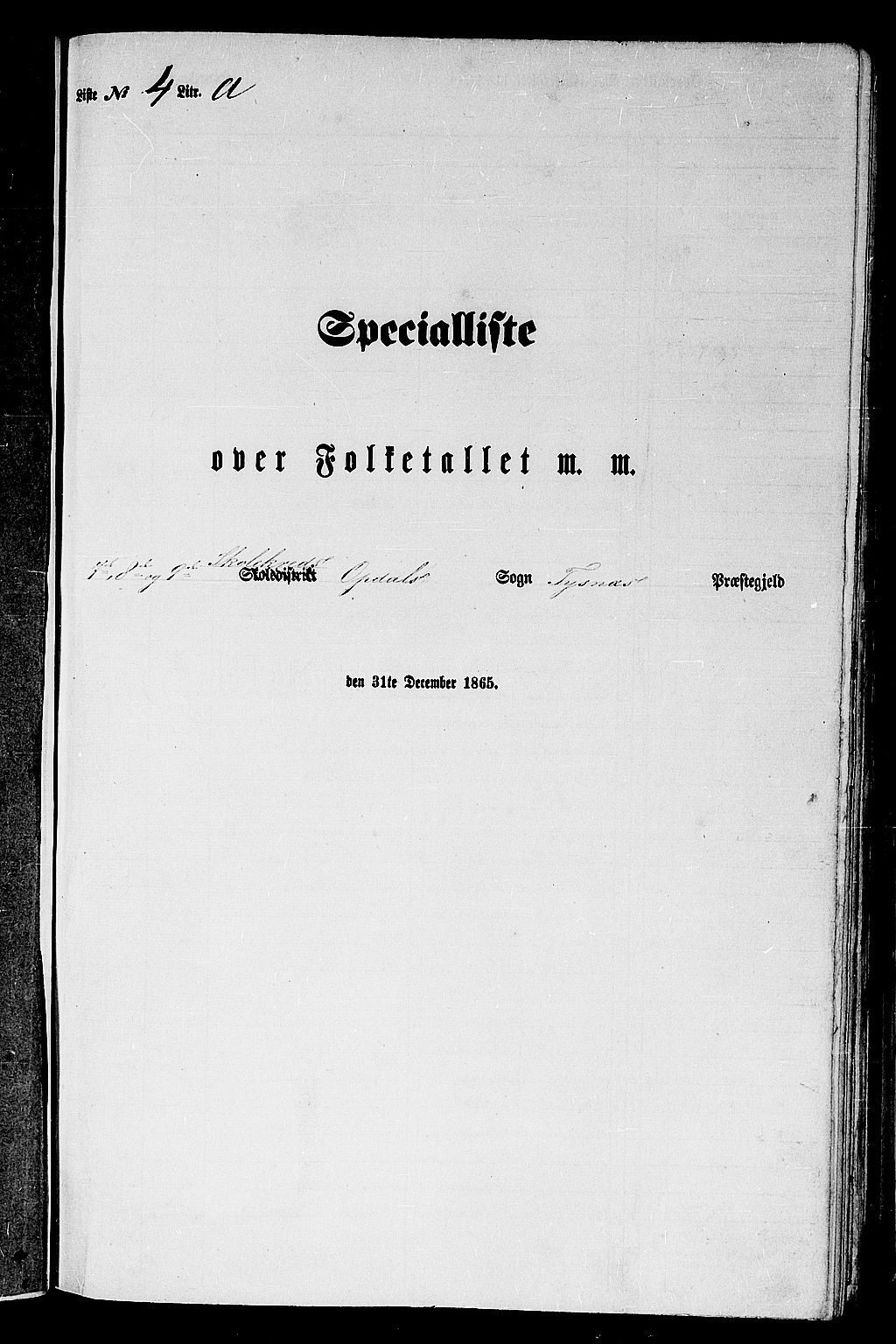 RA, Folketelling 1865 for 1223P Tysnes prestegjeld, 1865, s. 65