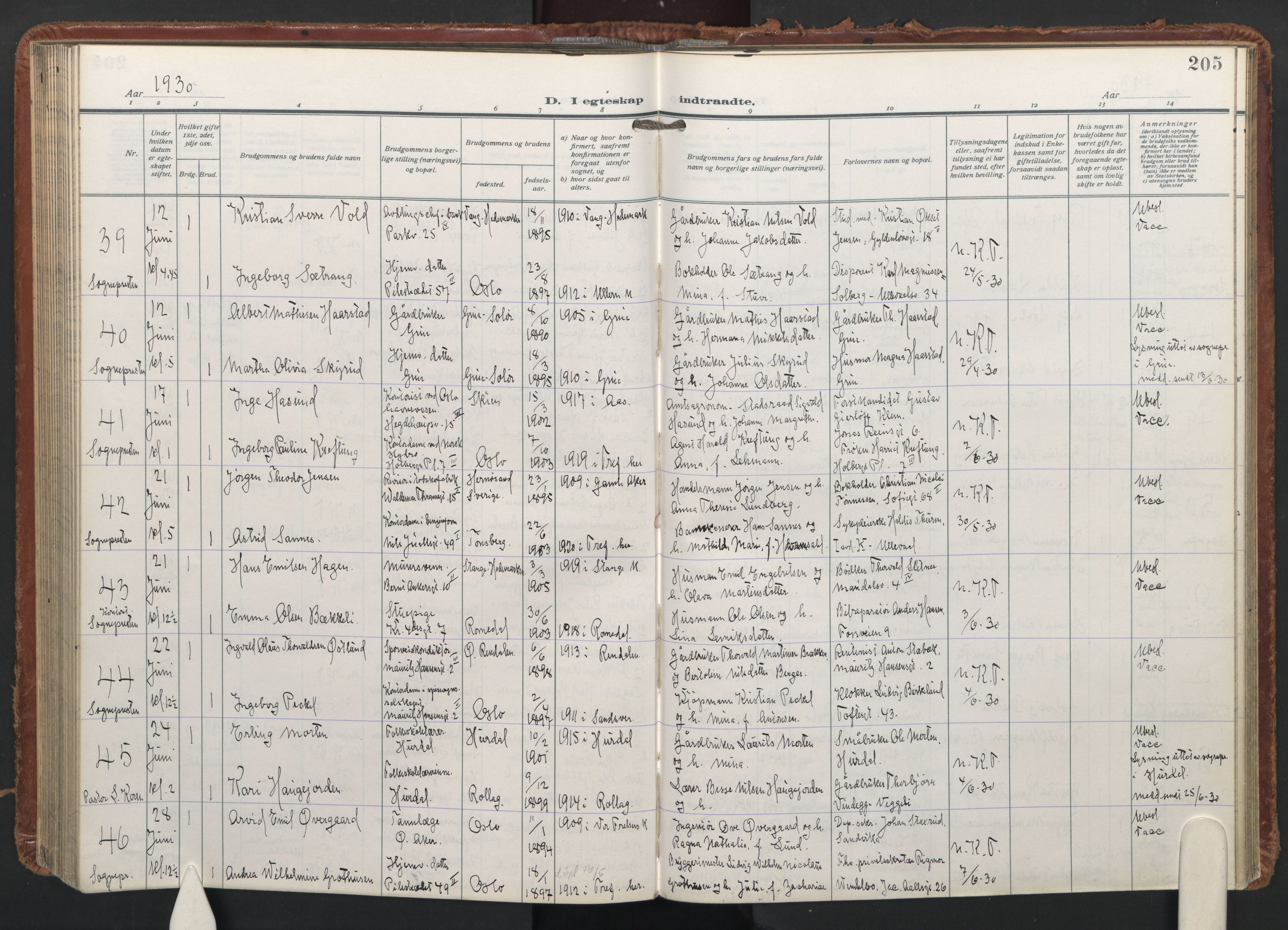 Trefoldighet prestekontor Kirkebøker, AV/SAO-A-10882/F/Fc/L0009: Ministerialbok nr. III 9, 1922-1936, s. 205