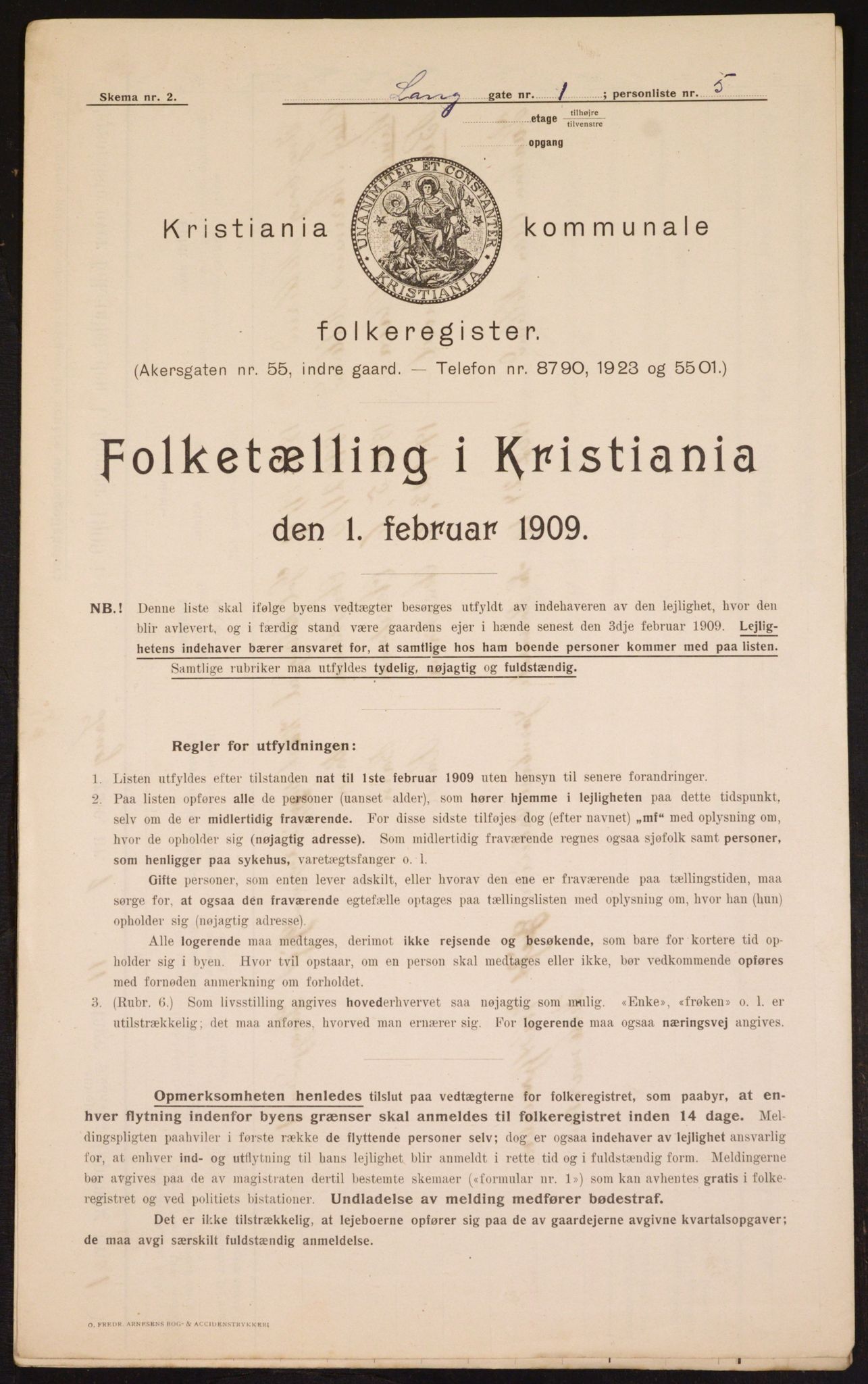 OBA, Kommunal folketelling 1.2.1909 for Kristiania kjøpstad, 1909, s. 51510