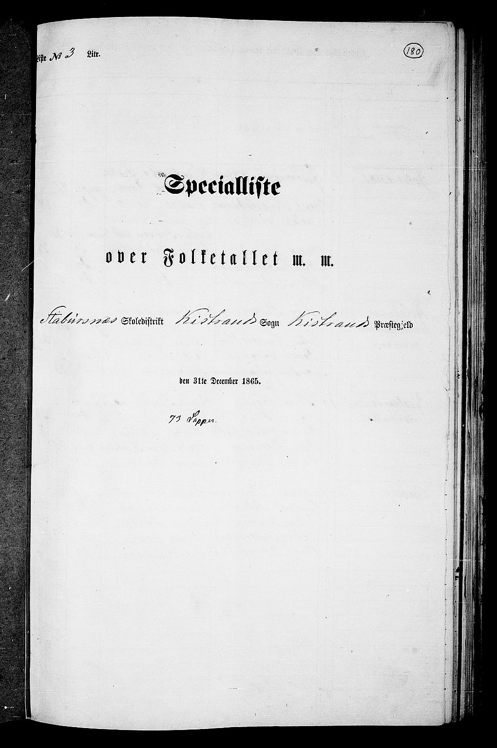 RA, Folketelling 1865 for 2020P Kistrand prestegjeld, 1865, s. 30
