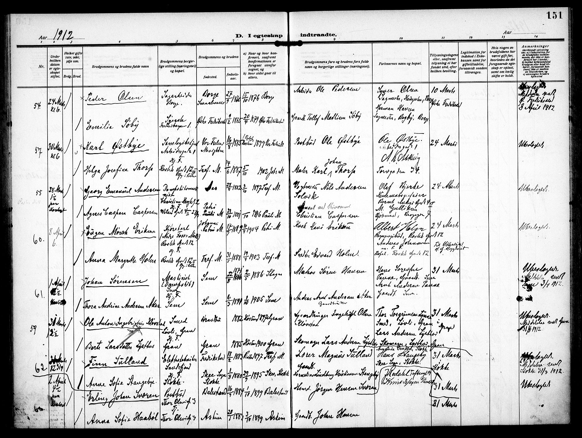Trefoldighet prestekontor Kirkebøker, AV/SAO-A-10882/F/Fc/L0006: Ministerialbok nr. III 6, 1908-1914, s. 151