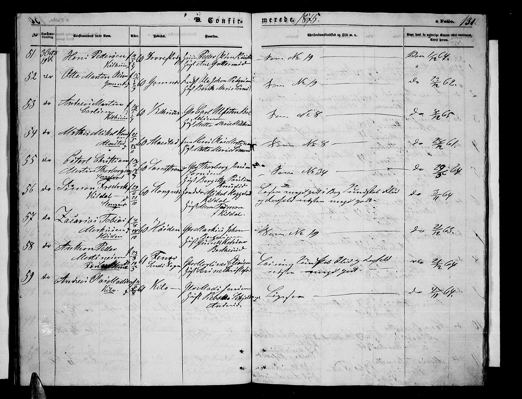 Trondenes sokneprestkontor, AV/SATØ-S-1319/H/Hb/L0009klokker: Klokkerbok nr. 9, 1870-1876, s. 131