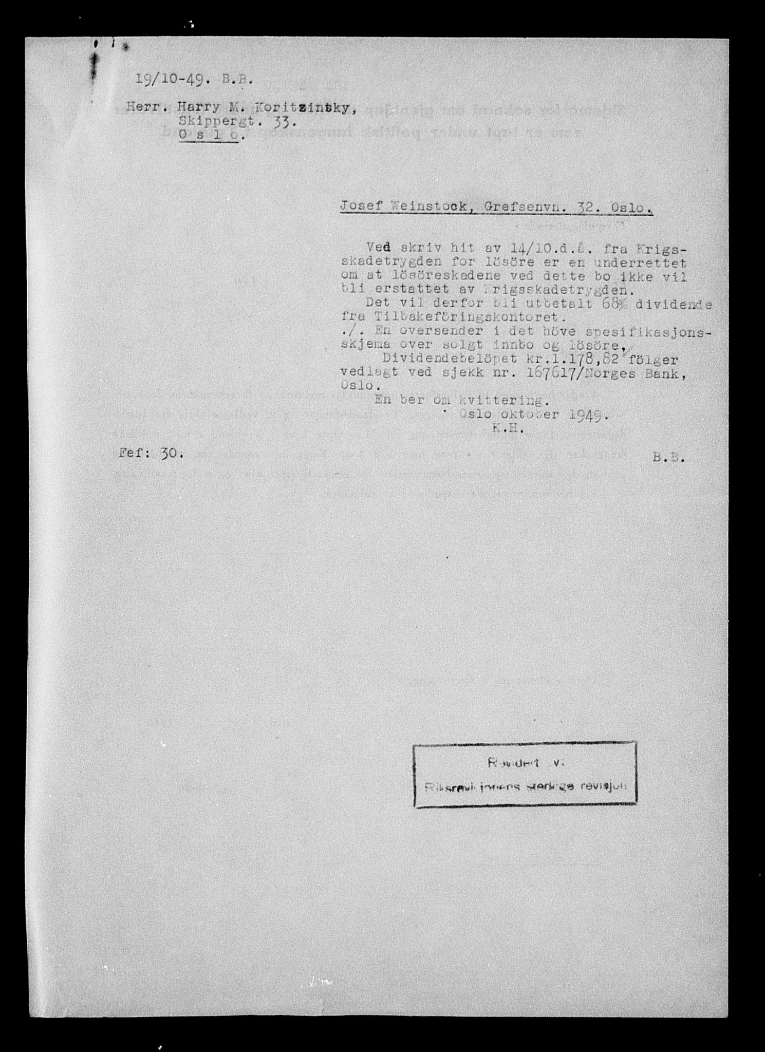 Justisdepartementet, Tilbakeføringskontoret for inndratte formuer, AV/RA-S-1564/H/Hc/Hcc/L0986: --, 1945-1947, s. 6