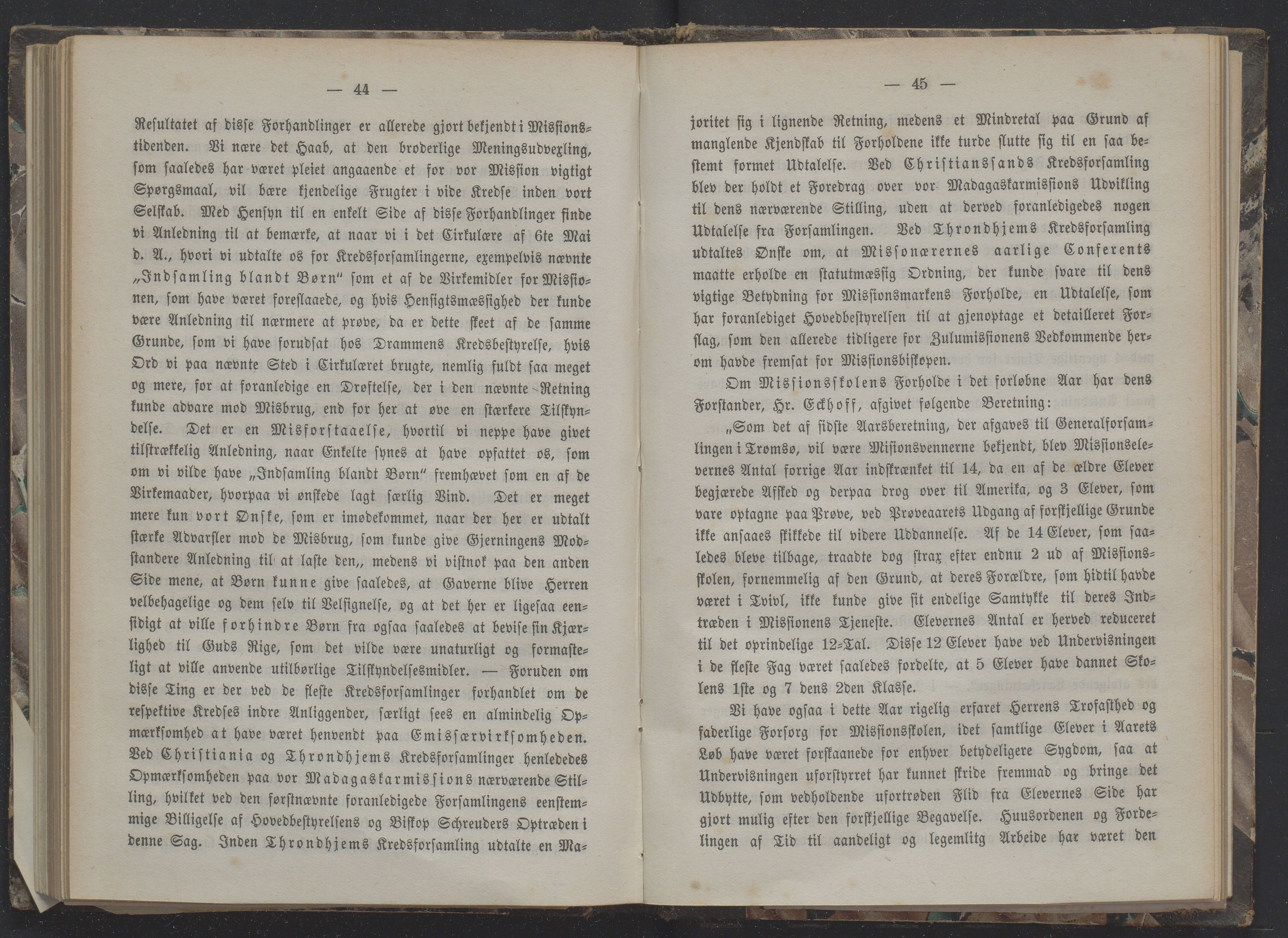 Det Norske Misjonsselskap - hovedadministrasjonen, VID/MA-A-1045/D/Db/Dba/L0337/0010: Beretninger, Bøker, Skrifter o.l   / Årsberetninger 29 , 1871, s. 44-45