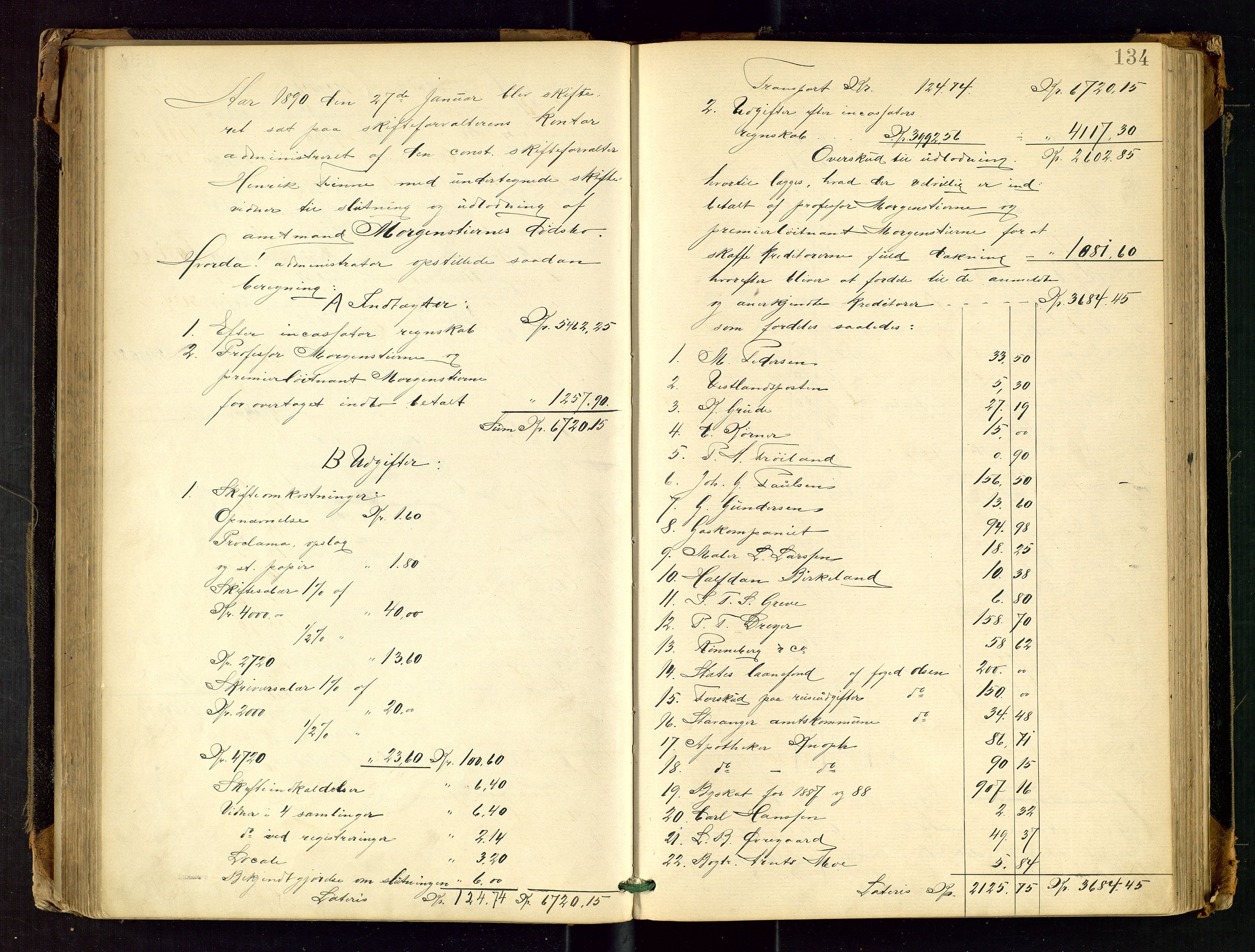 Stavanger skifteforvalter, AV/SAST-A-101412/001/5/50/503BB/L0001: Skifteutlodningsprotokoll, 1885-1892, s. 134