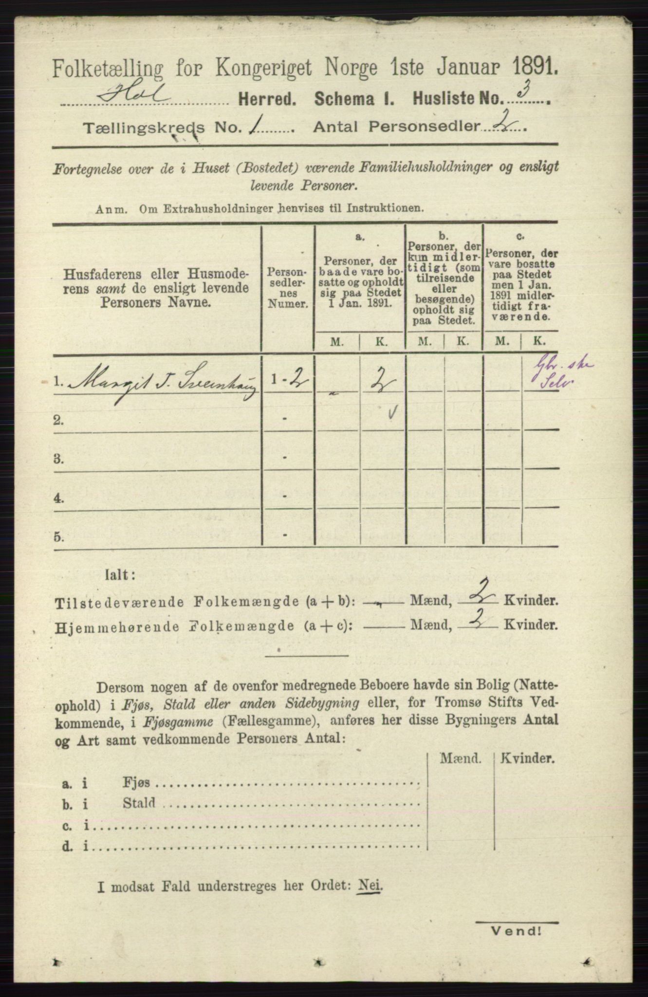 RA, Folketelling 1891 for 0620 Hol herred, 1891, s. 28