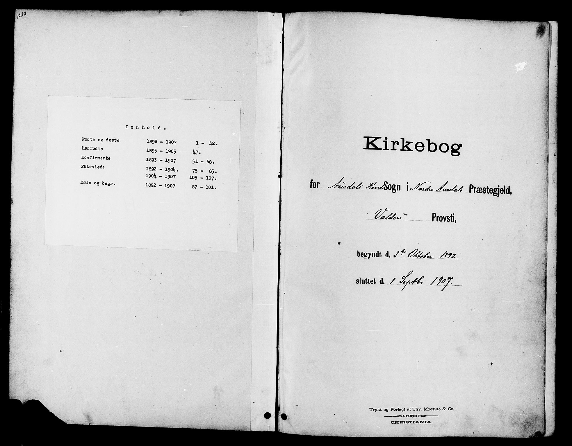 Nord-Aurdal prestekontor, AV/SAH-PREST-132/H/Ha/Hab/L0010: Klokkerbok nr. 10, 1892-1907