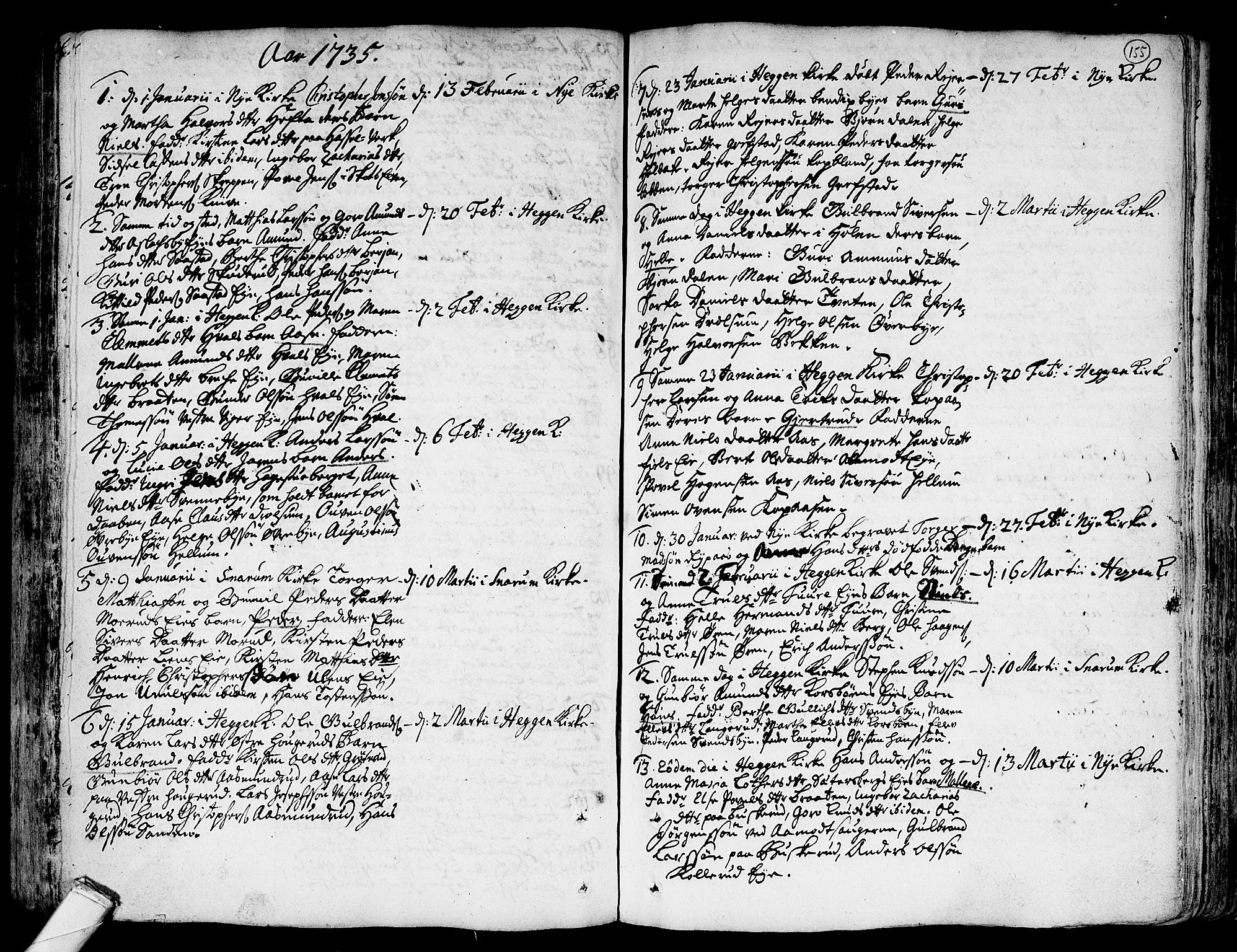 Modum kirkebøker, AV/SAKO-A-234/F/Fa/L0001: Ministerialbok nr. 1, 1712-1740, s. 155