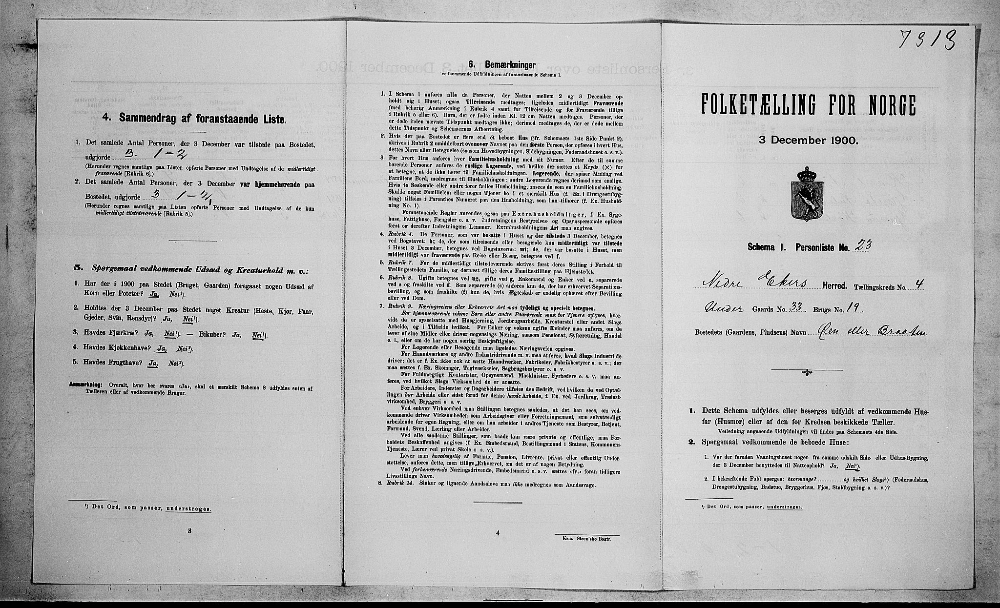 RA, Folketelling 1900 for 0625 Nedre Eiker herred, 1900, s. 504